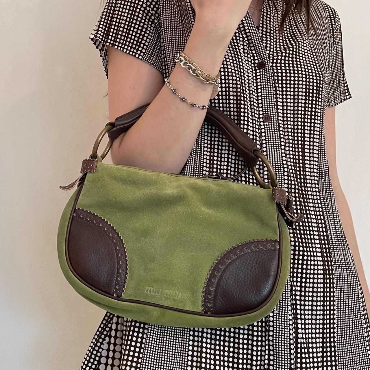 Miu Miu Women's Green and Brown Bag