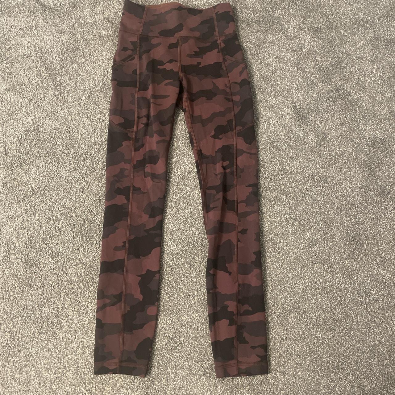 brown camo lululemon leggings, size 2, worn twice, - Depop