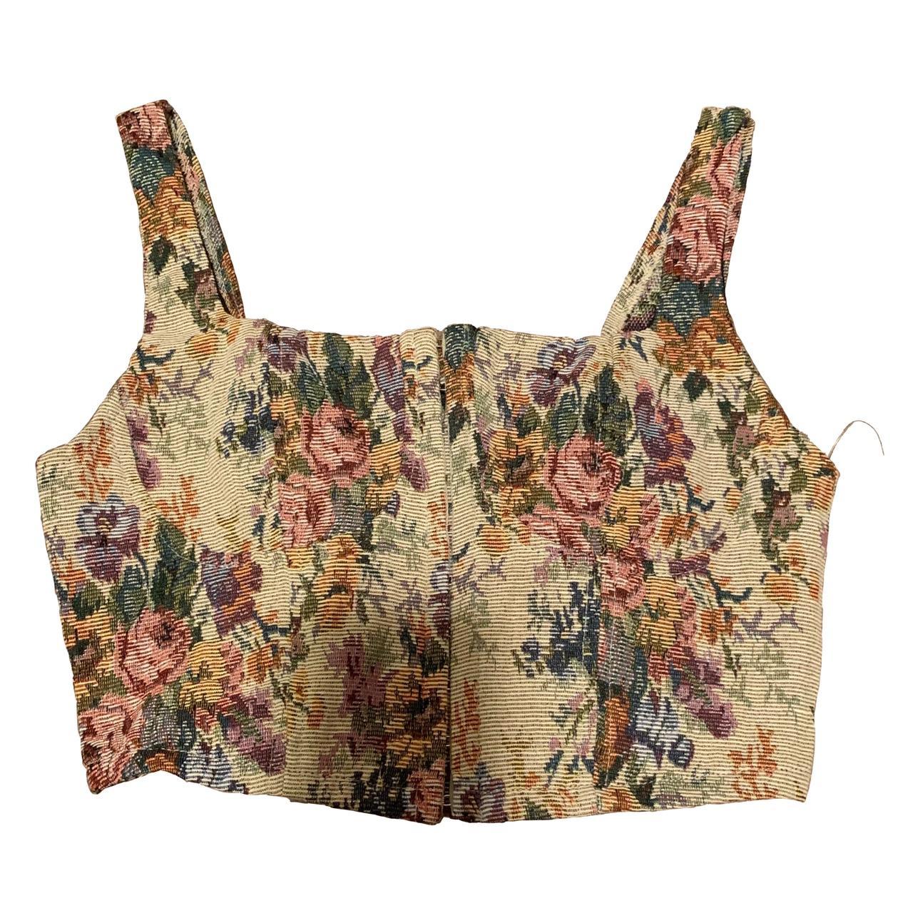 cropped floral pattern corset top ★has clasps in... - Depop