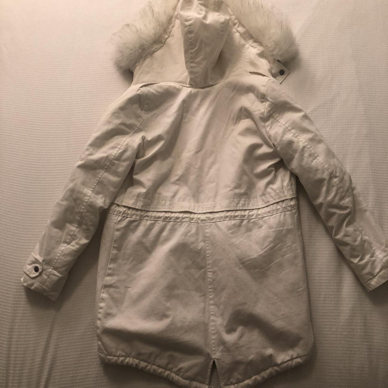 white fur parka coat jacket // never... Depop
