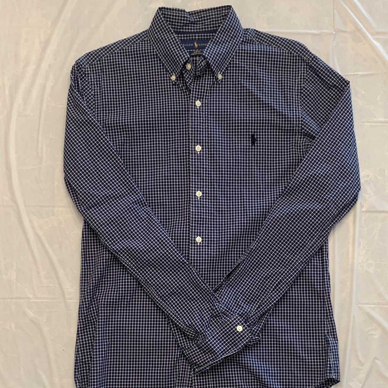 Men’s Ralph Lauren blue checked dress shirt Slim... - Depop