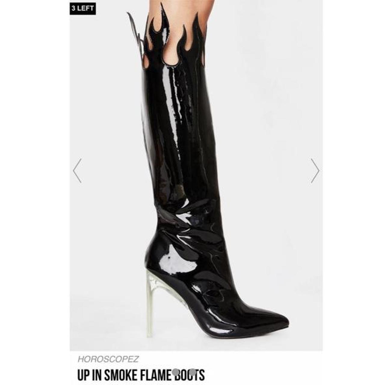 ️‍🔥 dolls kill flame boots ️‍🔥 size 9, black flame... Depop