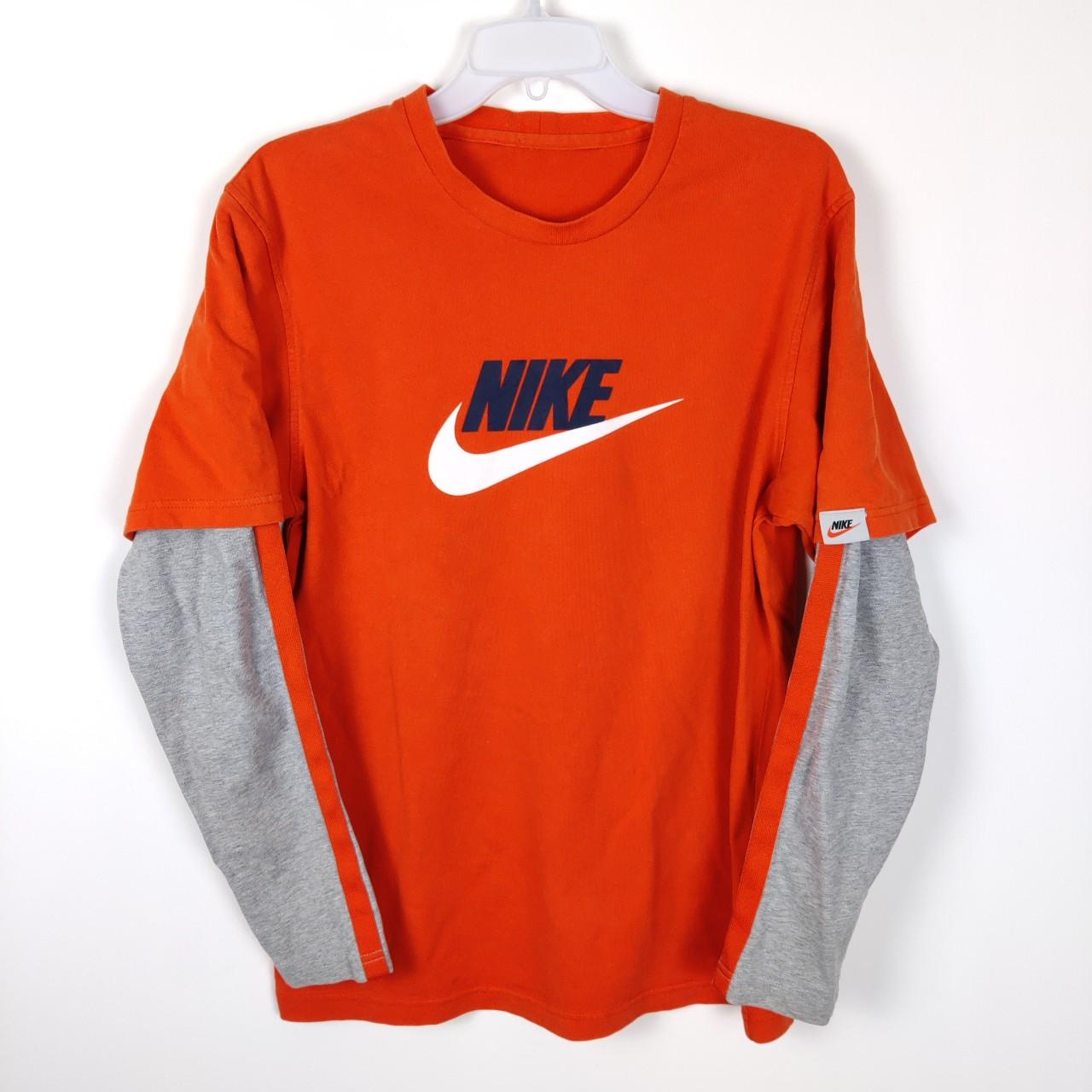 Nike Vintage Orange Cotton Long Sleeve TShirt Size... Depop
