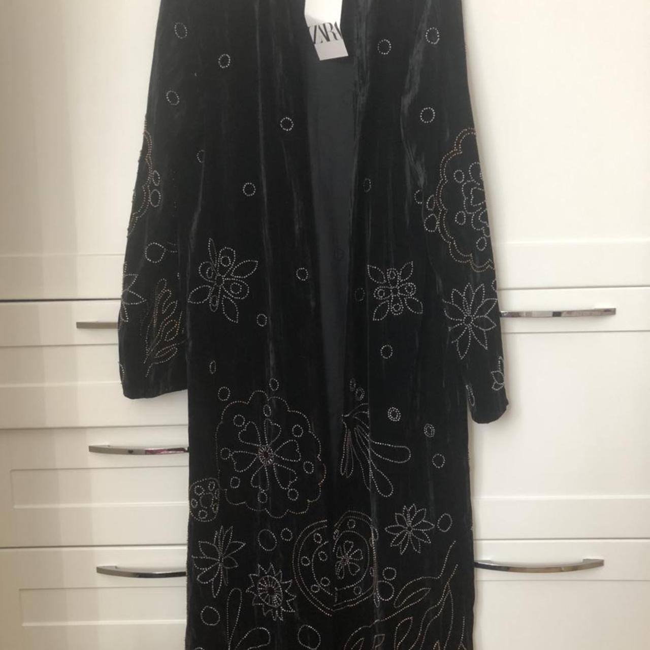 ZARA Limited Edition Black velvet Long Embroidered ... - Depop