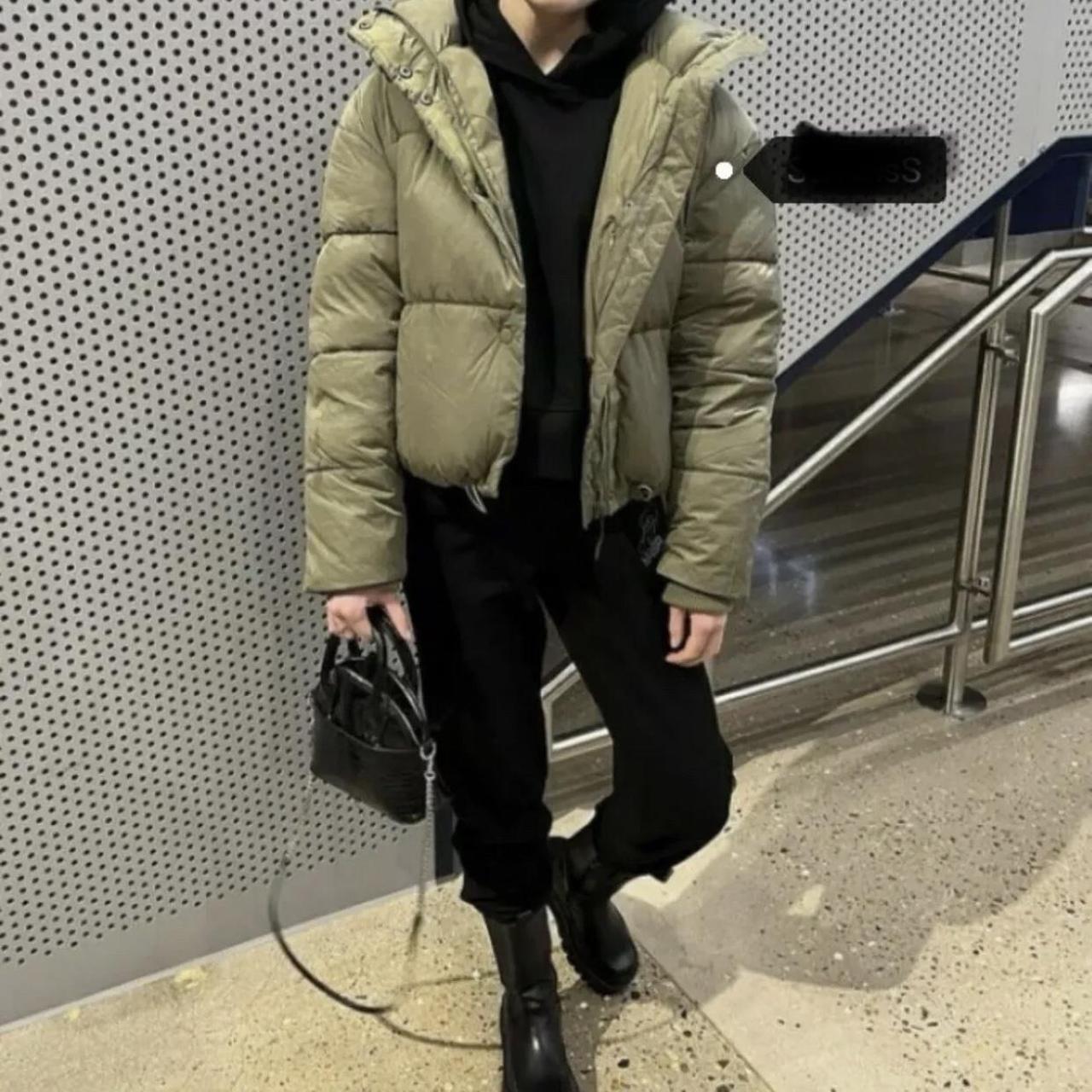 ZARA SHORT PUFFER JACKET SIZE S Khaki 4369/247