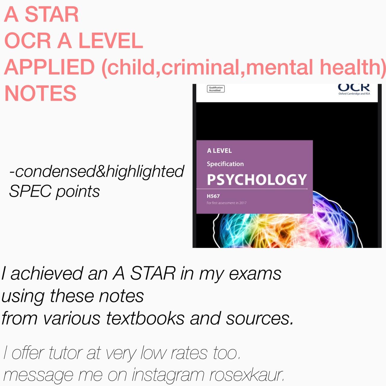 A Level Psychology OCR Applied Paper 3 Notes For All... - Depop