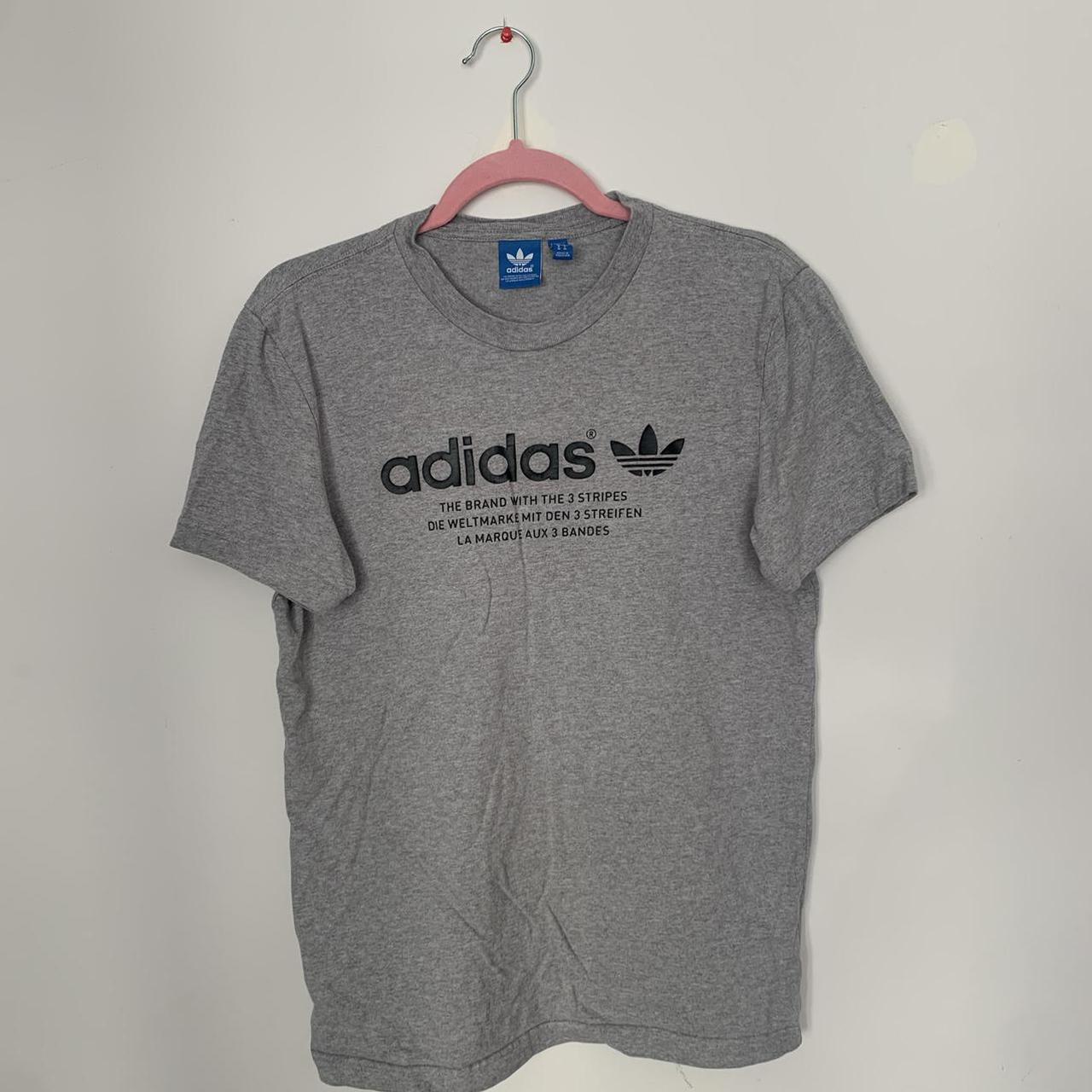 Adidas originals grey short sleeve t shirt /... - Depop