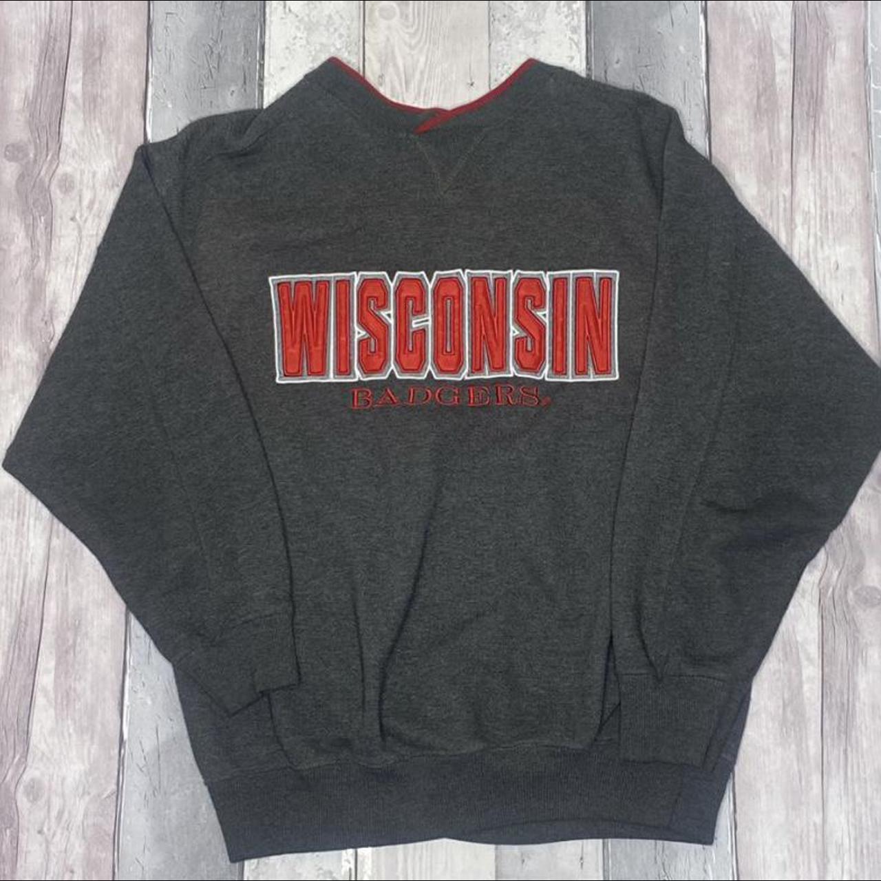 Vintage American grey sweatshirt Wisconsin Badgers... Depop