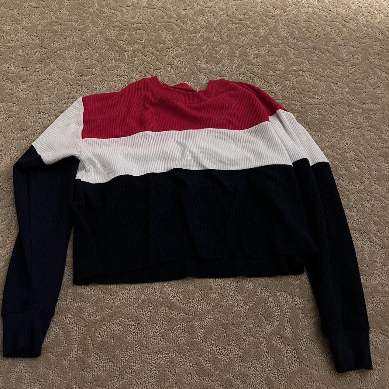 Hollister red white and blue sweater hotsell