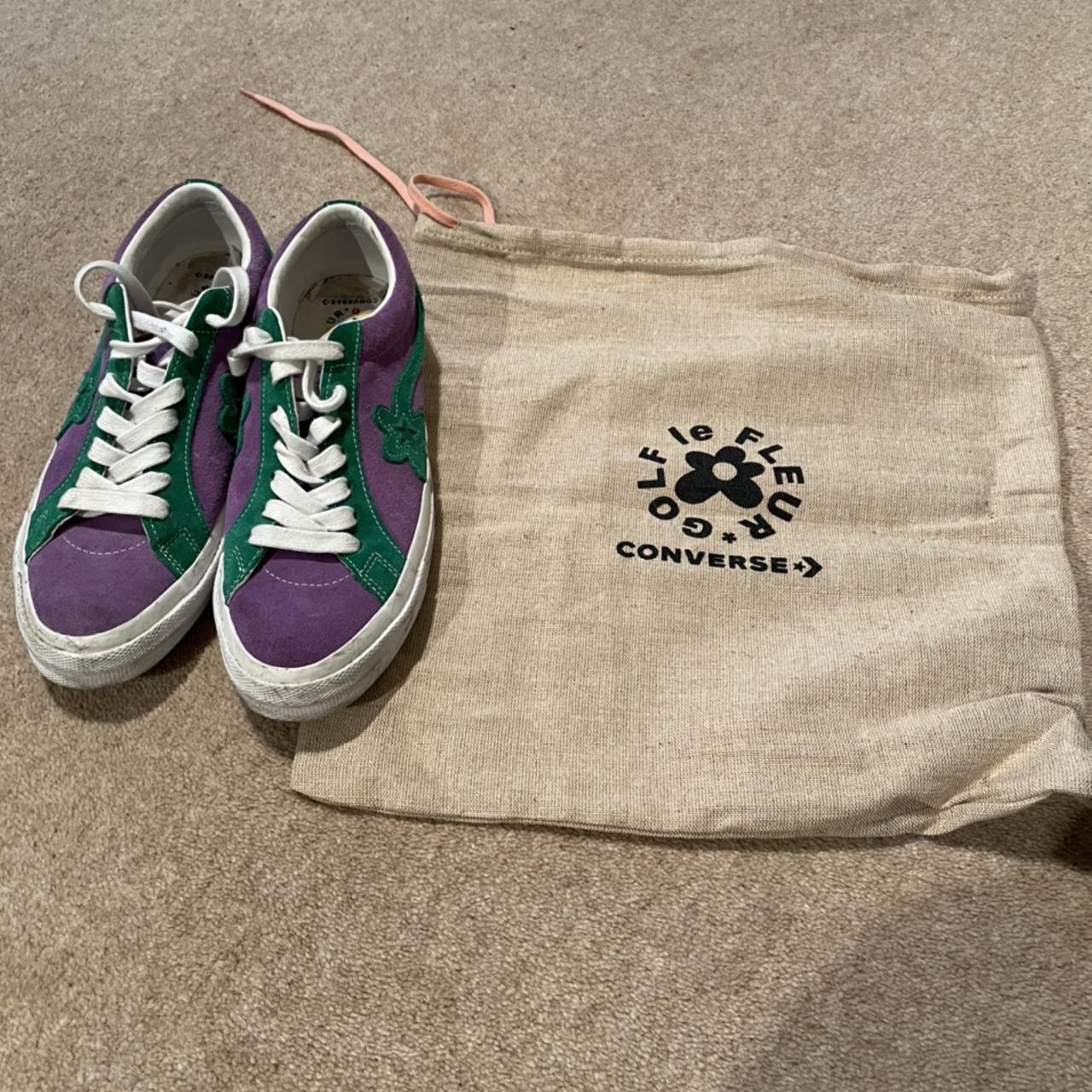 Converse Men's Purple and Green Trainers | Depop