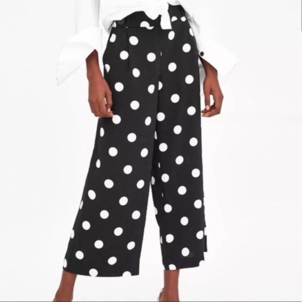 zara polka dot wide leg trousers