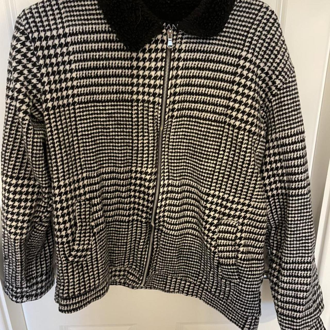 Mens Boohoo Checked aviator style jacket in cotton.... Depop