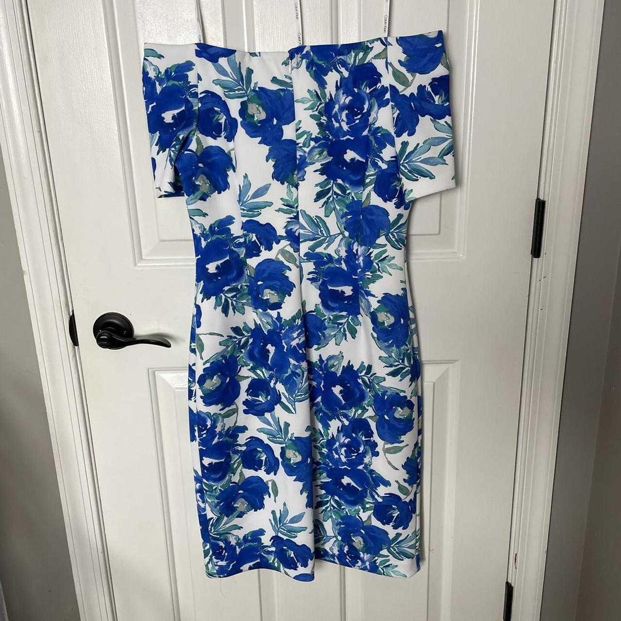 Calvin klein floral on sale off the shoulder dress