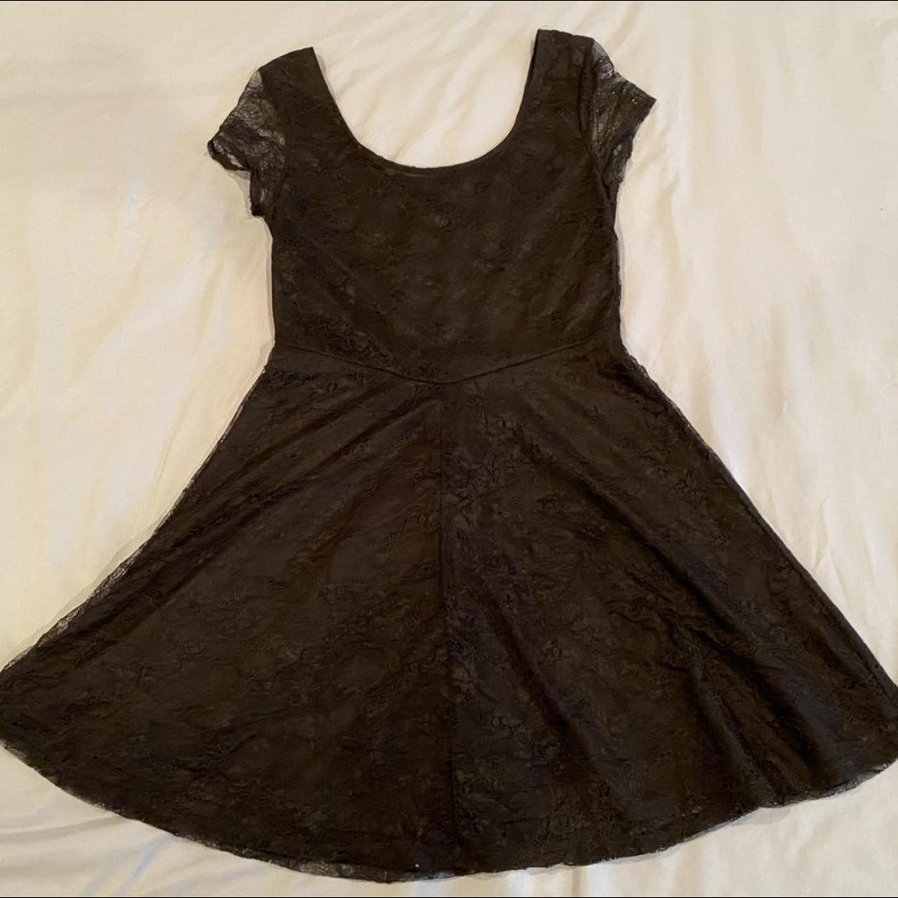 Scoop neck black lace dress from H&M. Back and front... - Depop