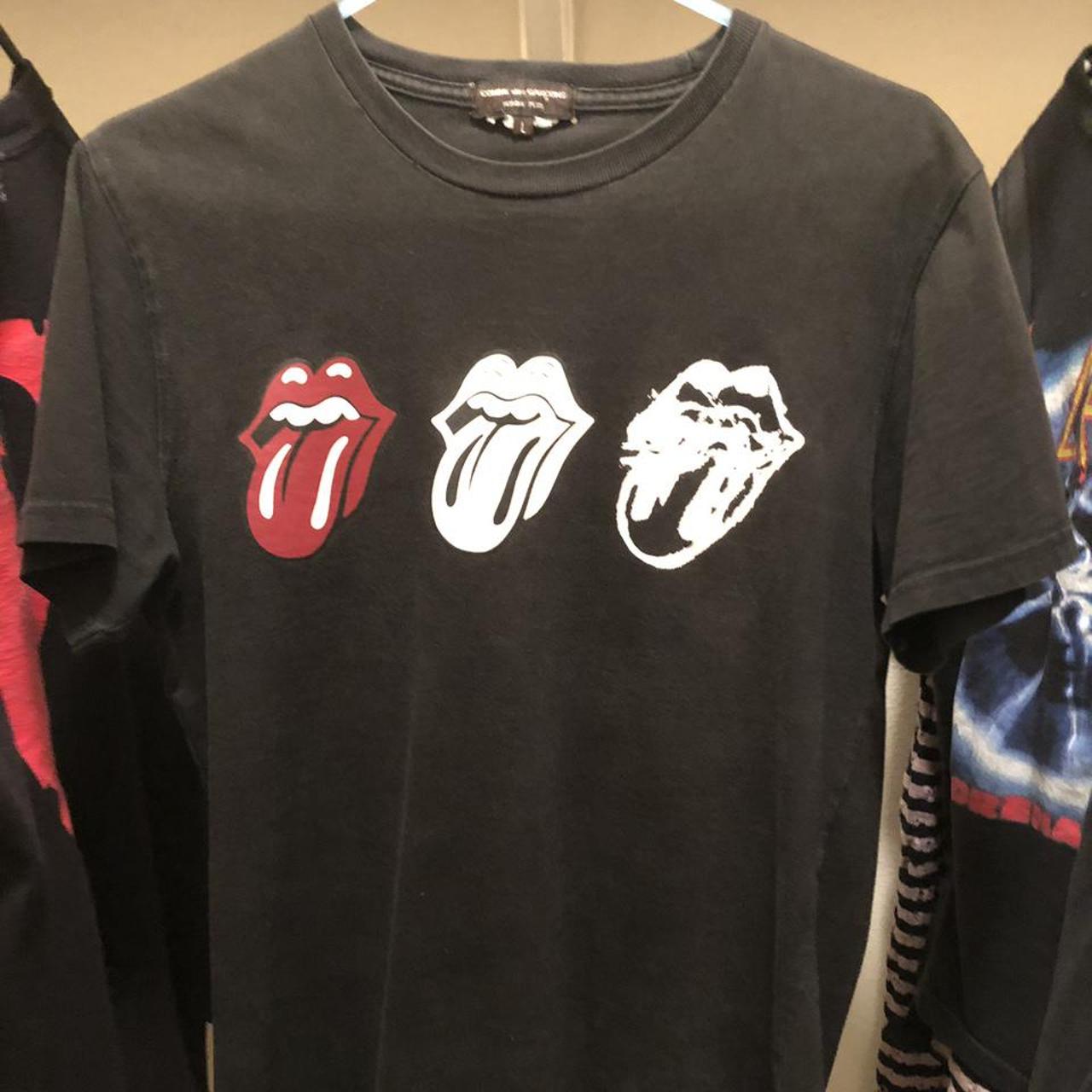 COMME des GARÇONS Rolling Stones Tシャツ CDG x Rolling Stones “3 Tongue Tee” Rare Piece | Depop