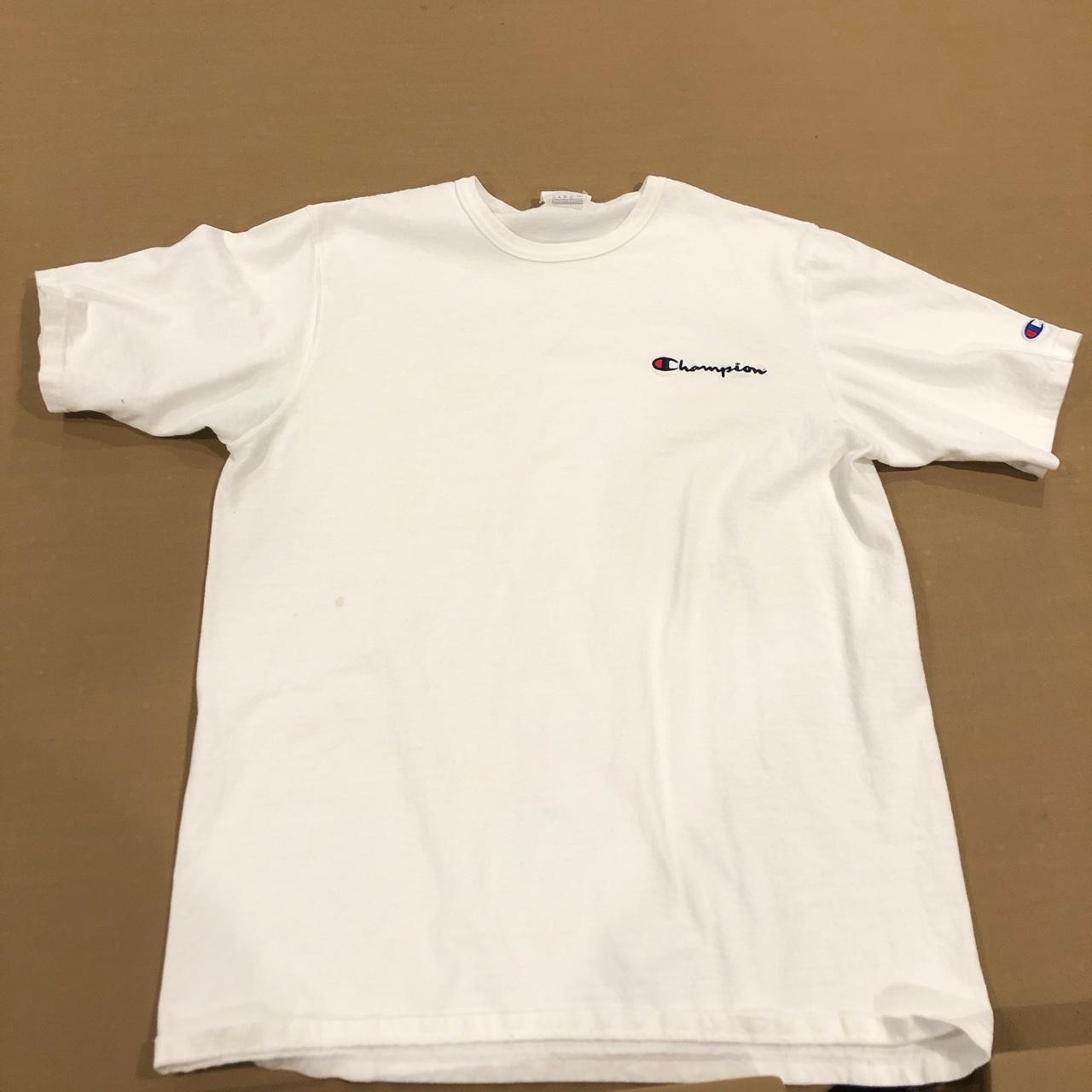 Basic White Champion Shirt, only worn a couple of... - Depop