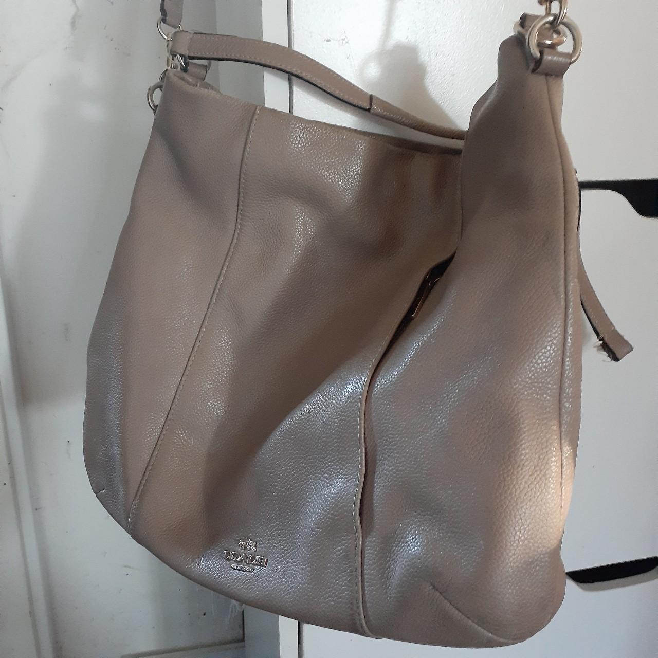 Vintage COACH taupe coloured bag. Quite a largish - Depop