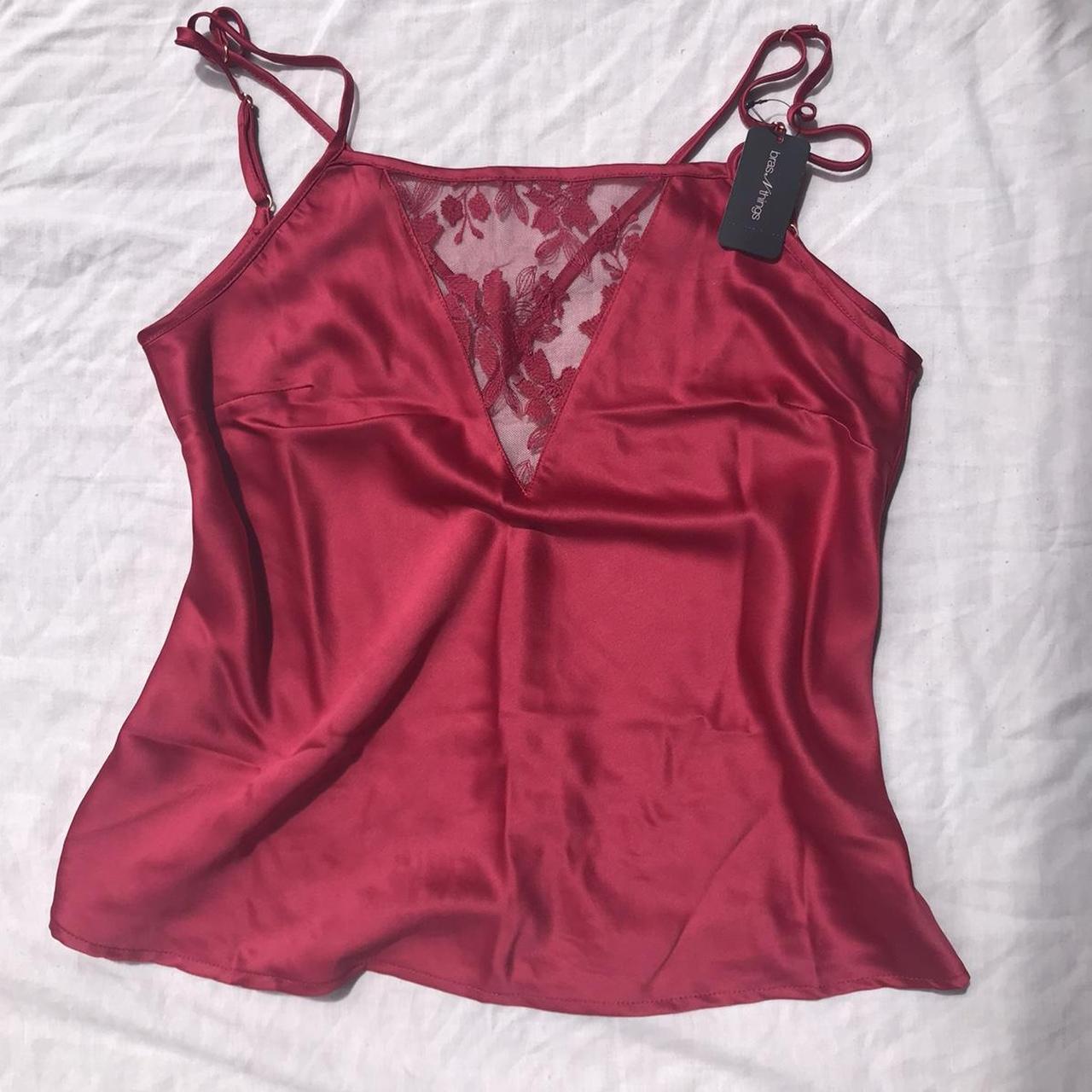 REDUCED! MUST GO! Brasnthings red silky cami. new... - Depop