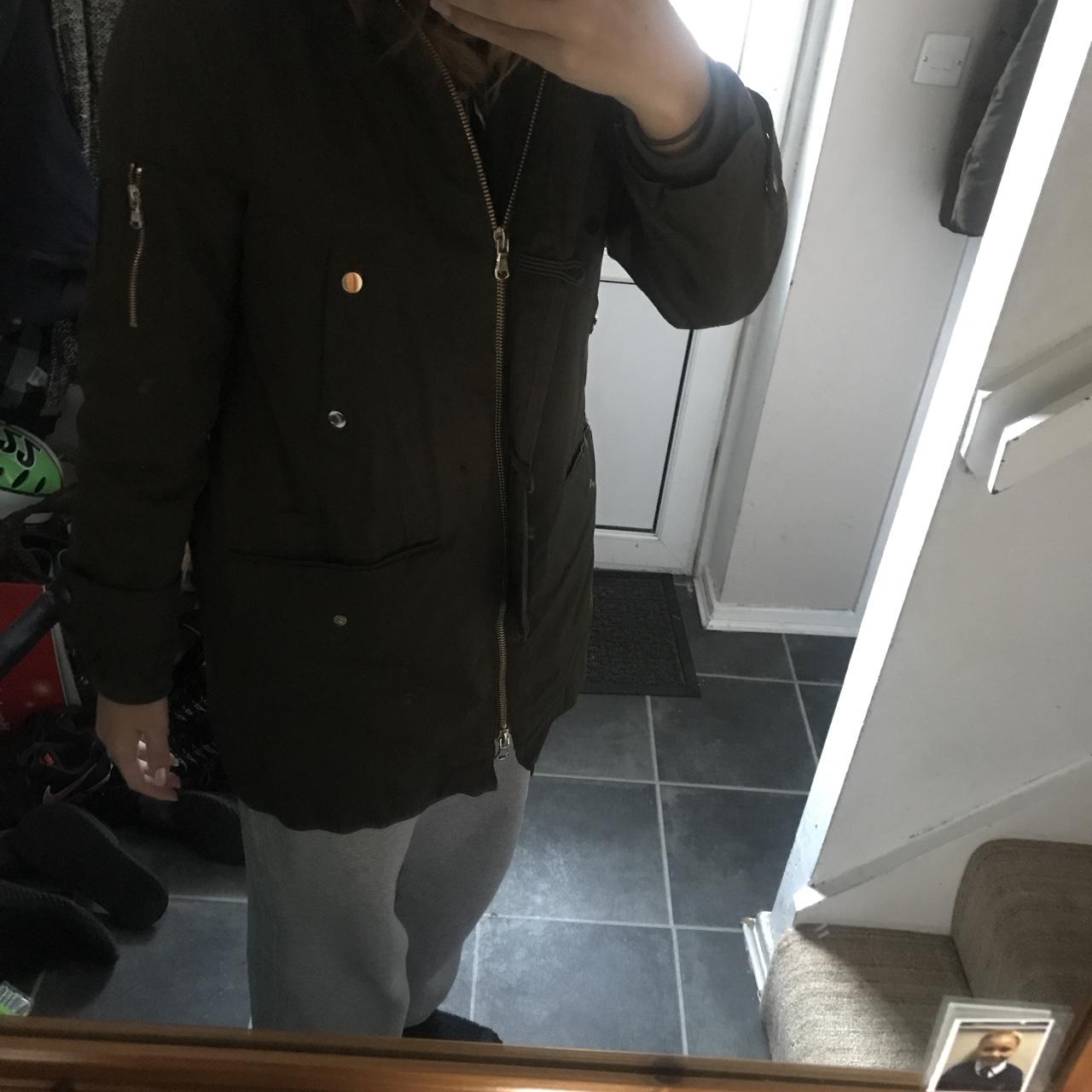 Women's Zara long Parka jacket, khaki. Would fit... - Depop