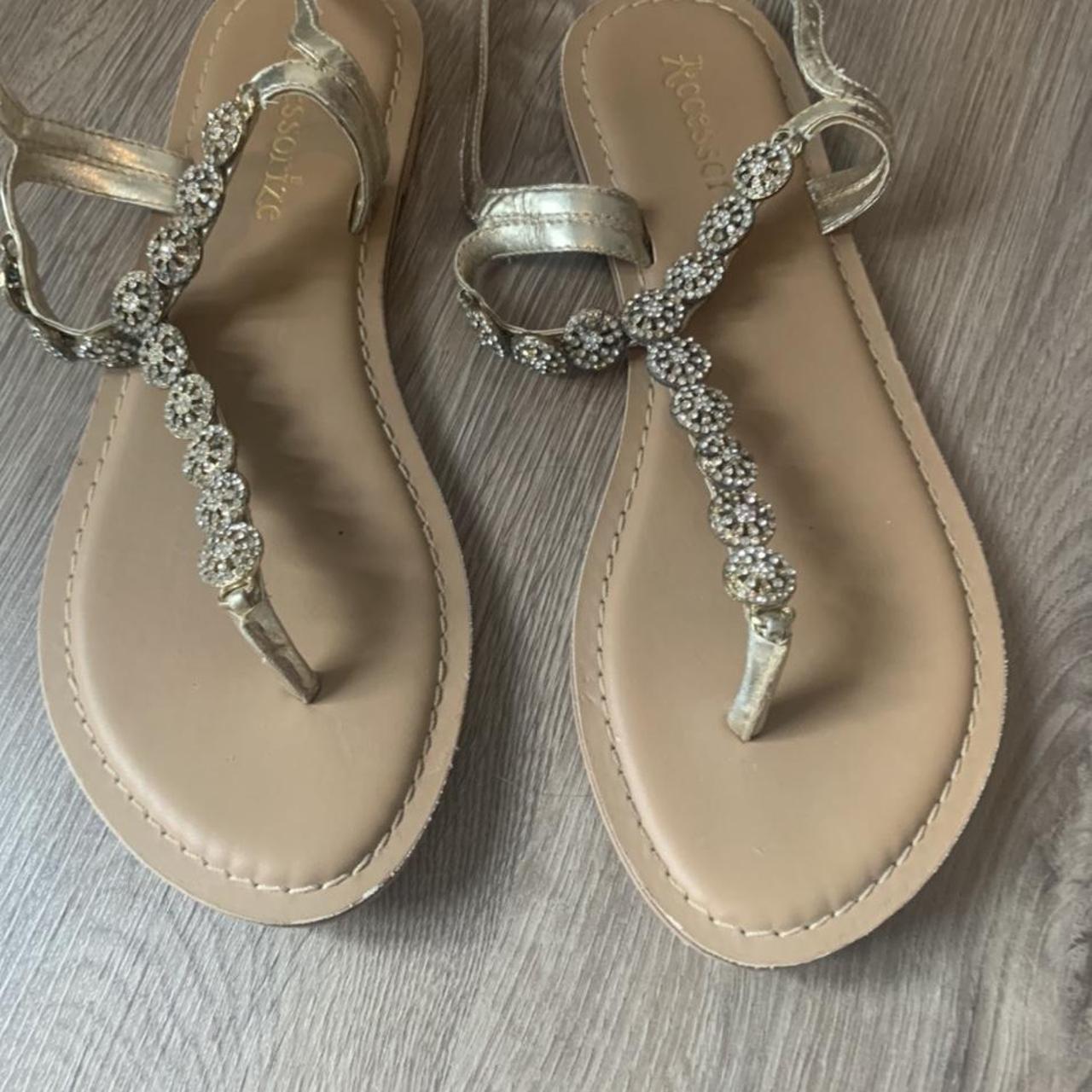 Tan sandals with sparkles - Depop