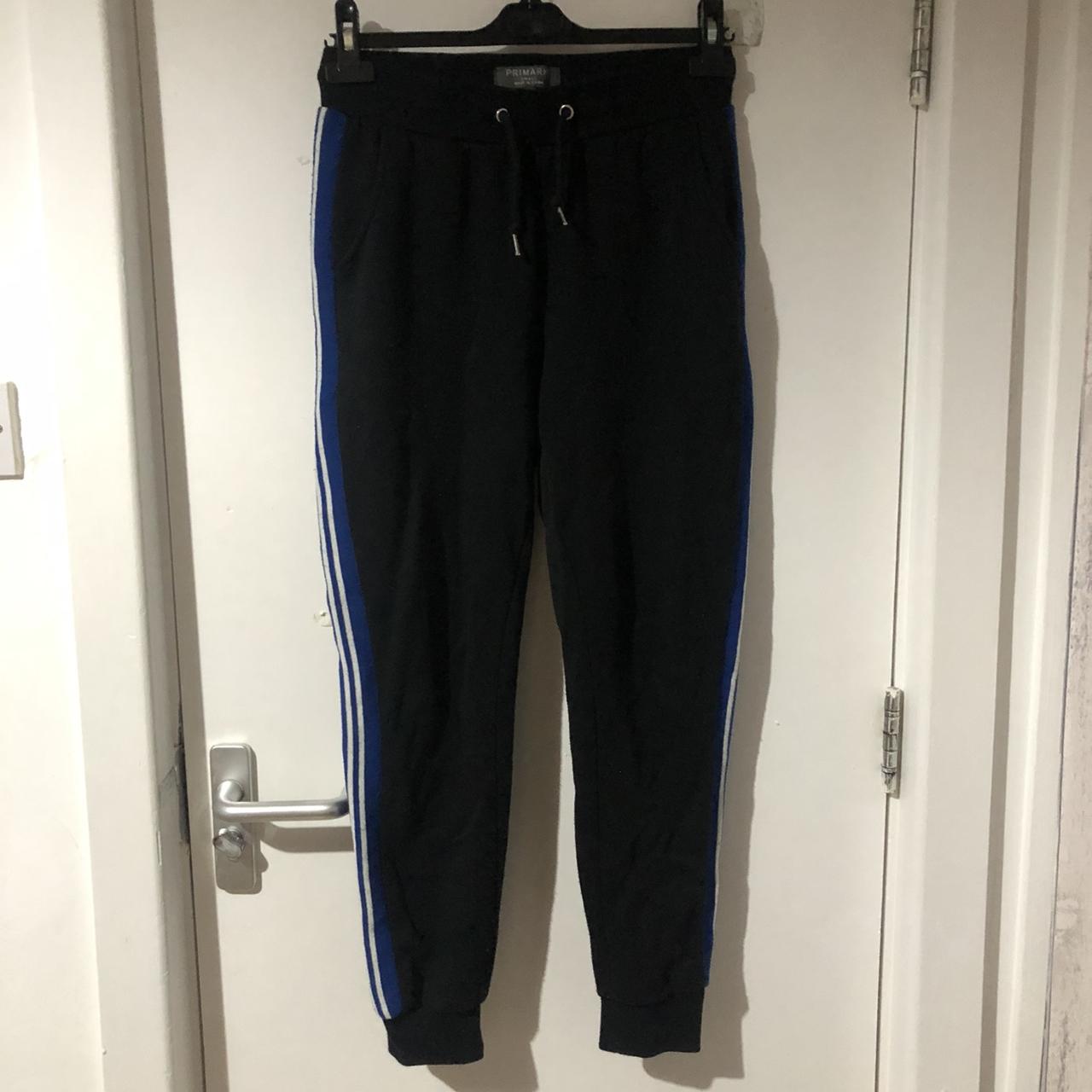 Primark blue and white side stripe joggers! #joggers - Depop