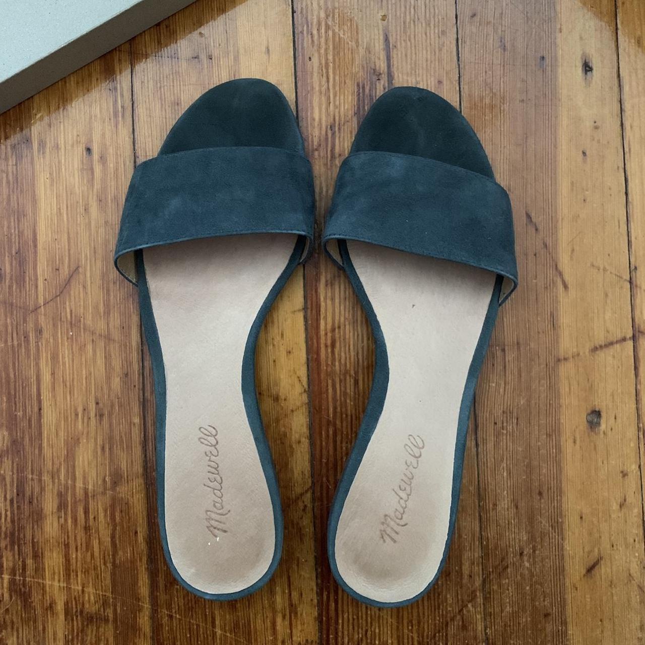 Madewell Women's Blue and Navy Slides Depop