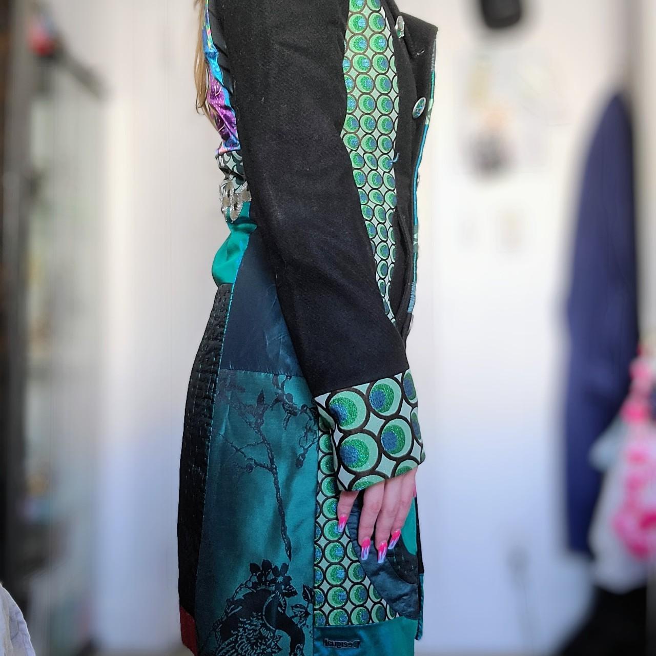 タイムセール14500円未使用desigualジャガード織りダブルコート40Ｌ Women's Desigual RARE Black Long Coat Jacket Size 40 US 6 UK 8,~S