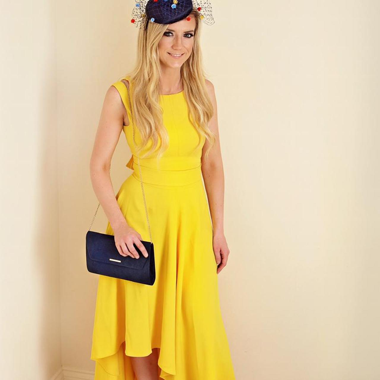 Yellow Karen Millen dress. Size 6, perfect for... - Depop
