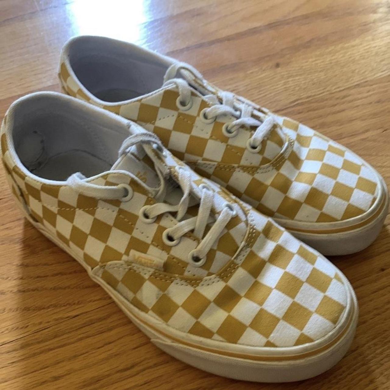 White and clearance gold checkered vans