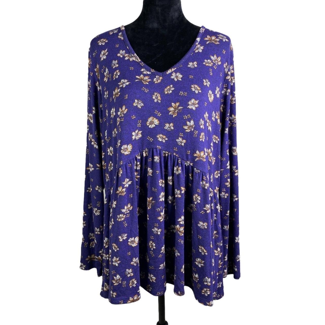 Lane Bryant blouse size 18/20 Purple multi floral... - Depop