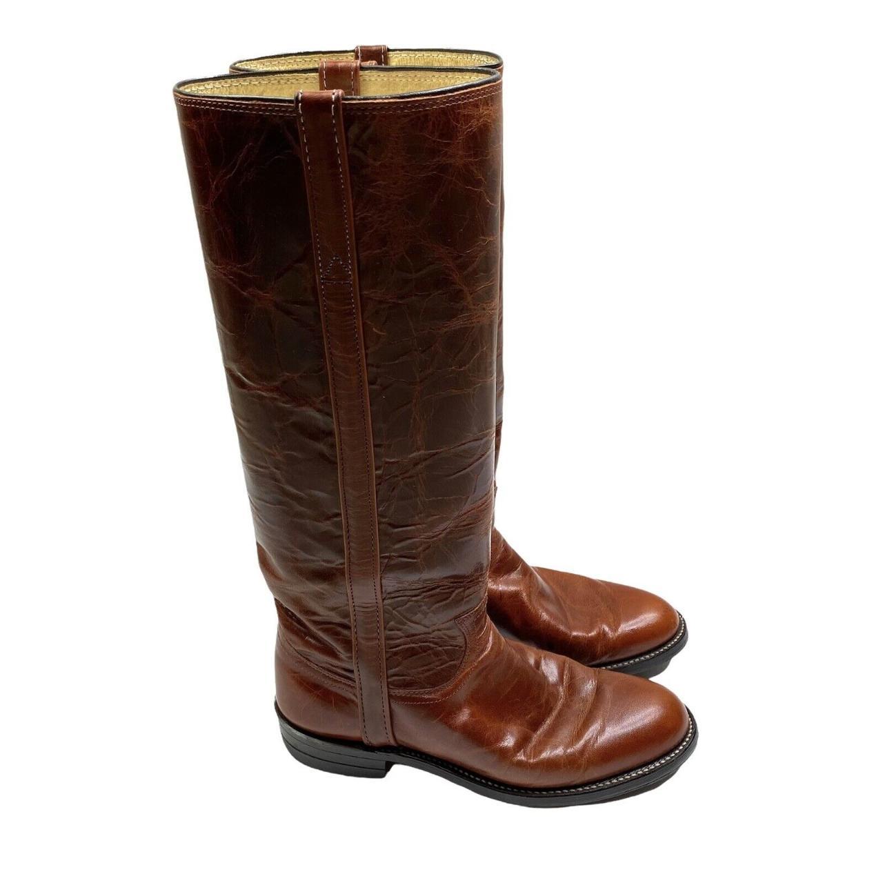 justin boots redwood Leather Tall riding boots... Depop