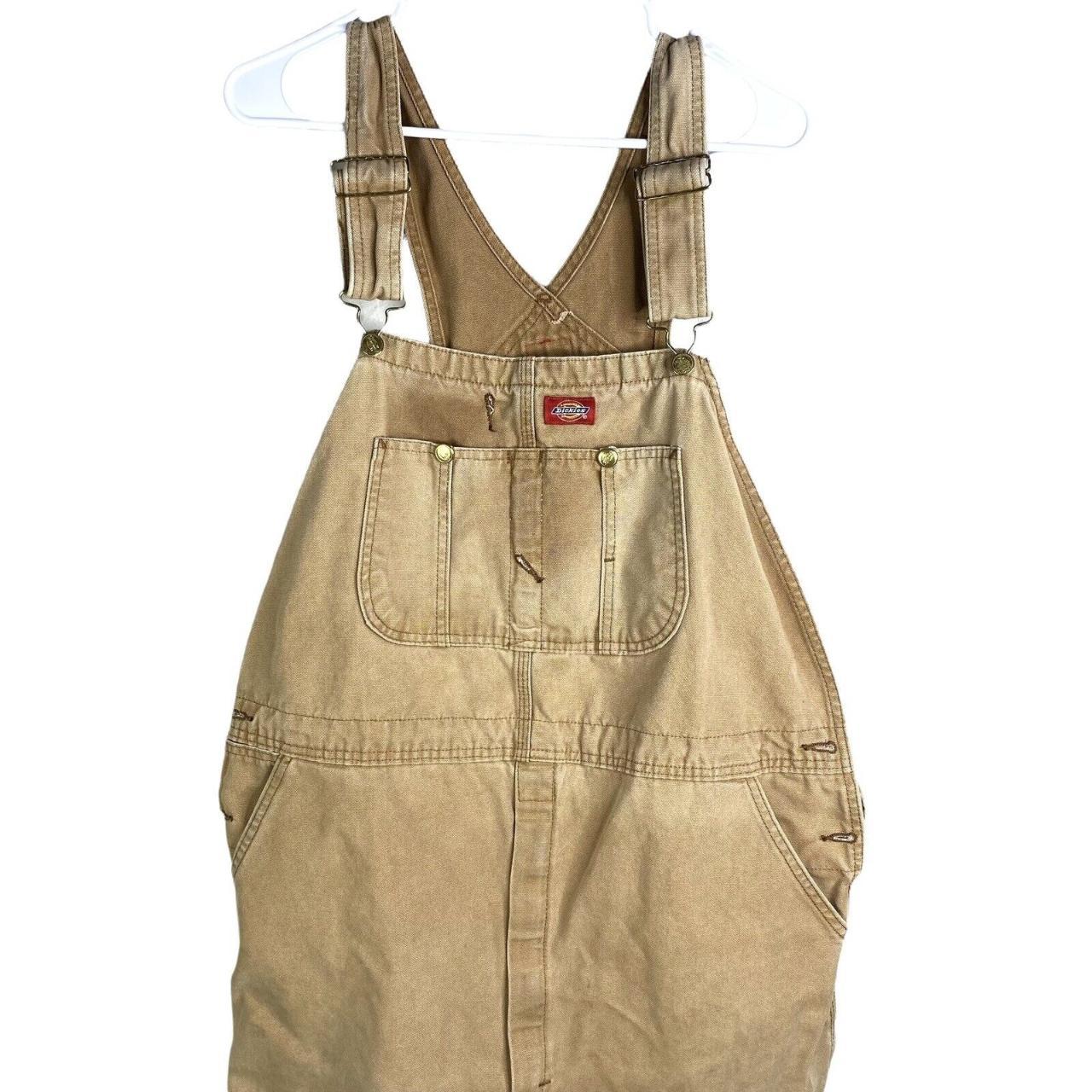 Dickies Men Classic Bib Overalls Pants In Tan Khaki... - Depop