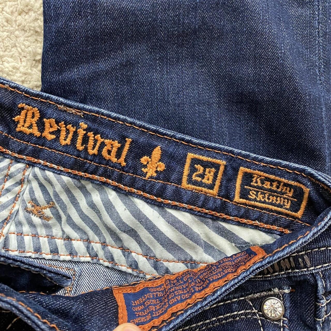 Rock Revival Kathy Skinny Dark Faded Wash Jeans... - Depop