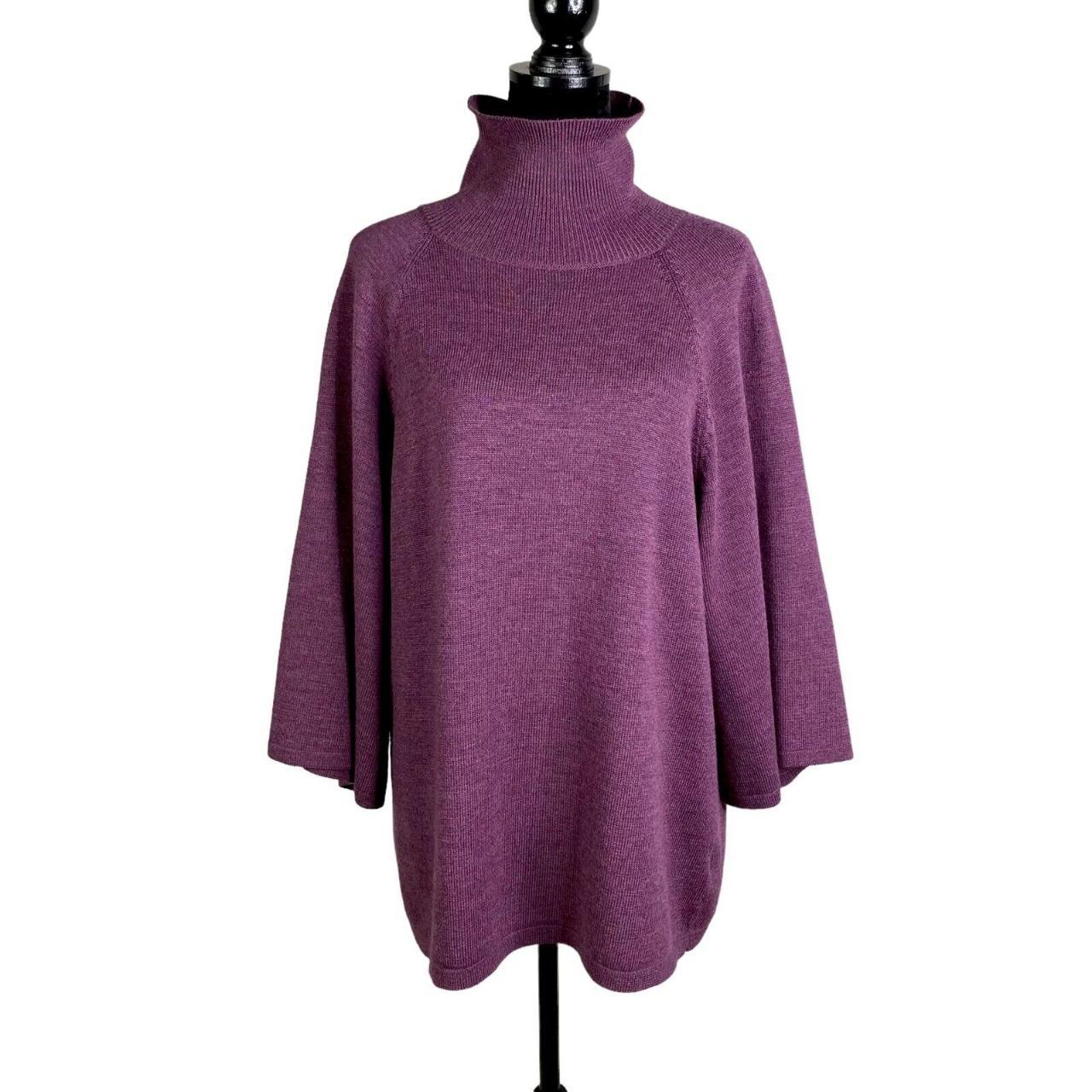 Eileen Fisher Plum Merino Wool Turtleneck Bell... - Depop