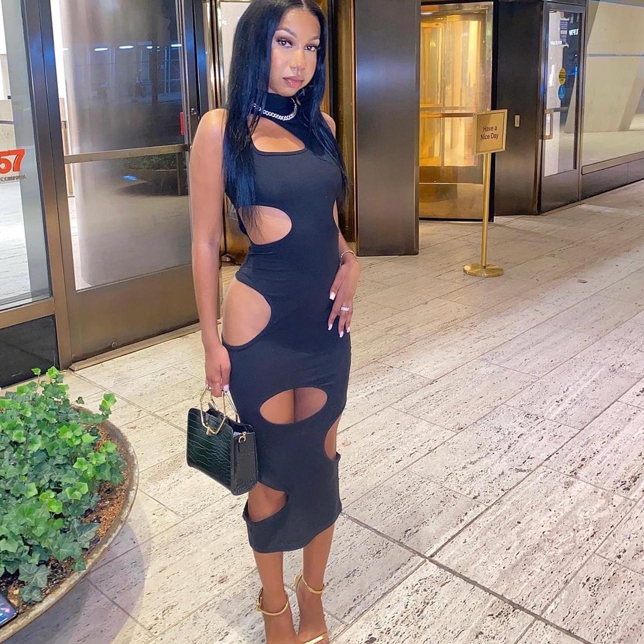 Fashion nova black cut out outlet dress