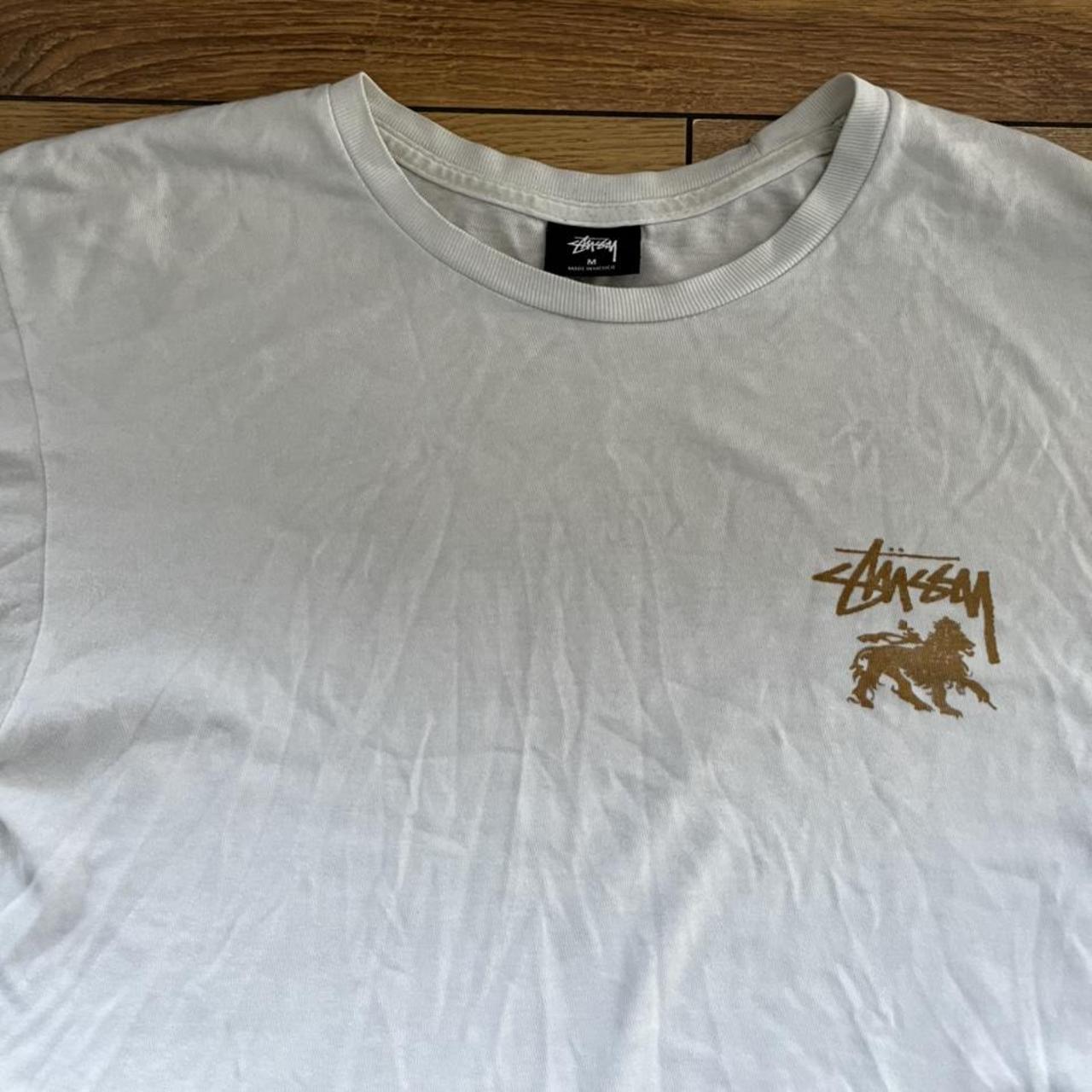 Stüssy white and gold long sleeve. Good condition,... - Depop