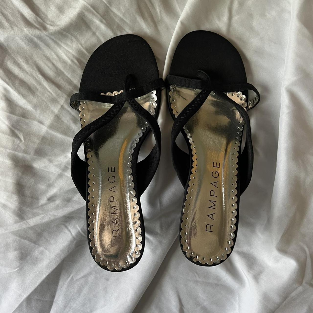 BLACK HEELS black 2 inch heels with criss cross... - Depop