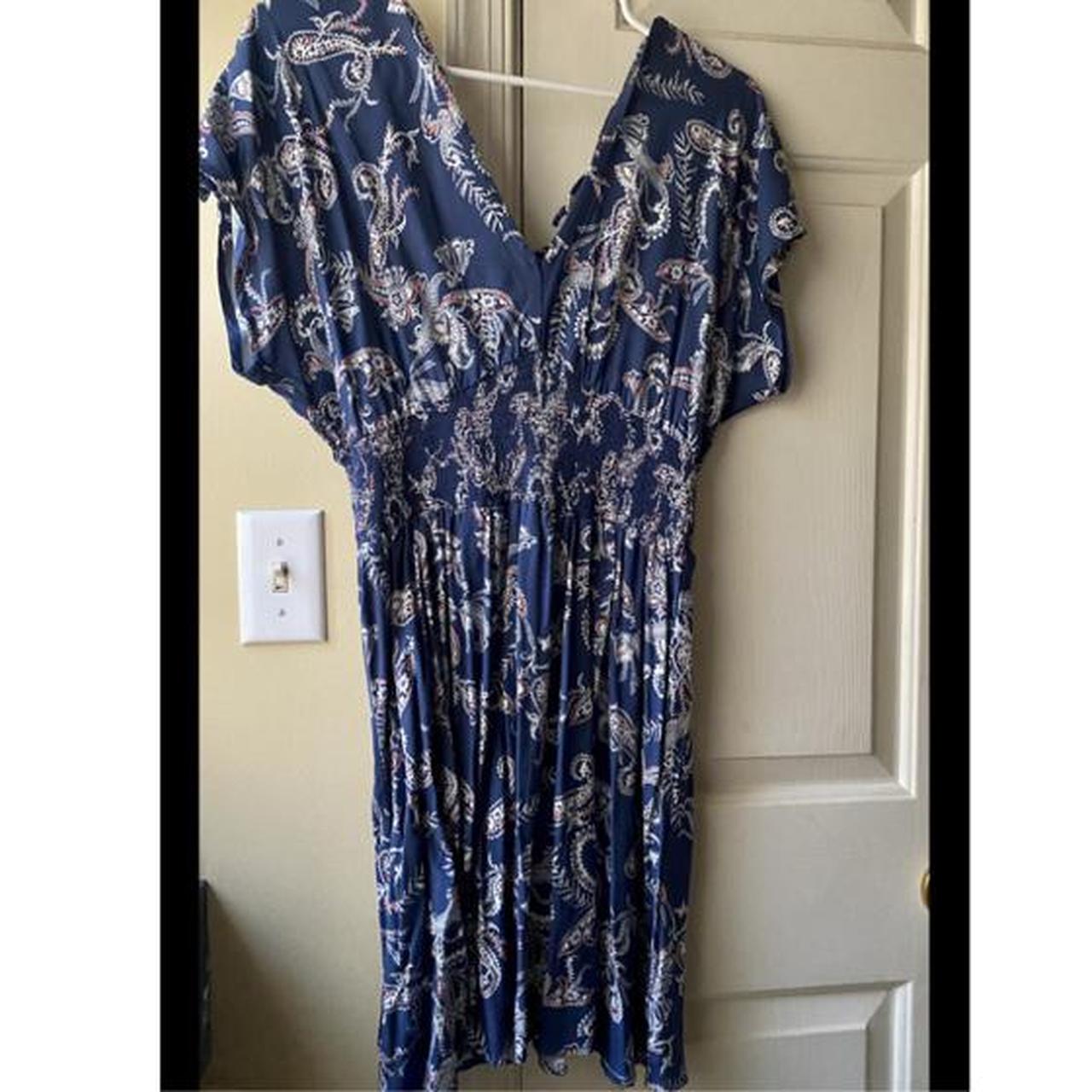 Paisley Blue Slightly Above Knee Dress. Size Medium... - Depop