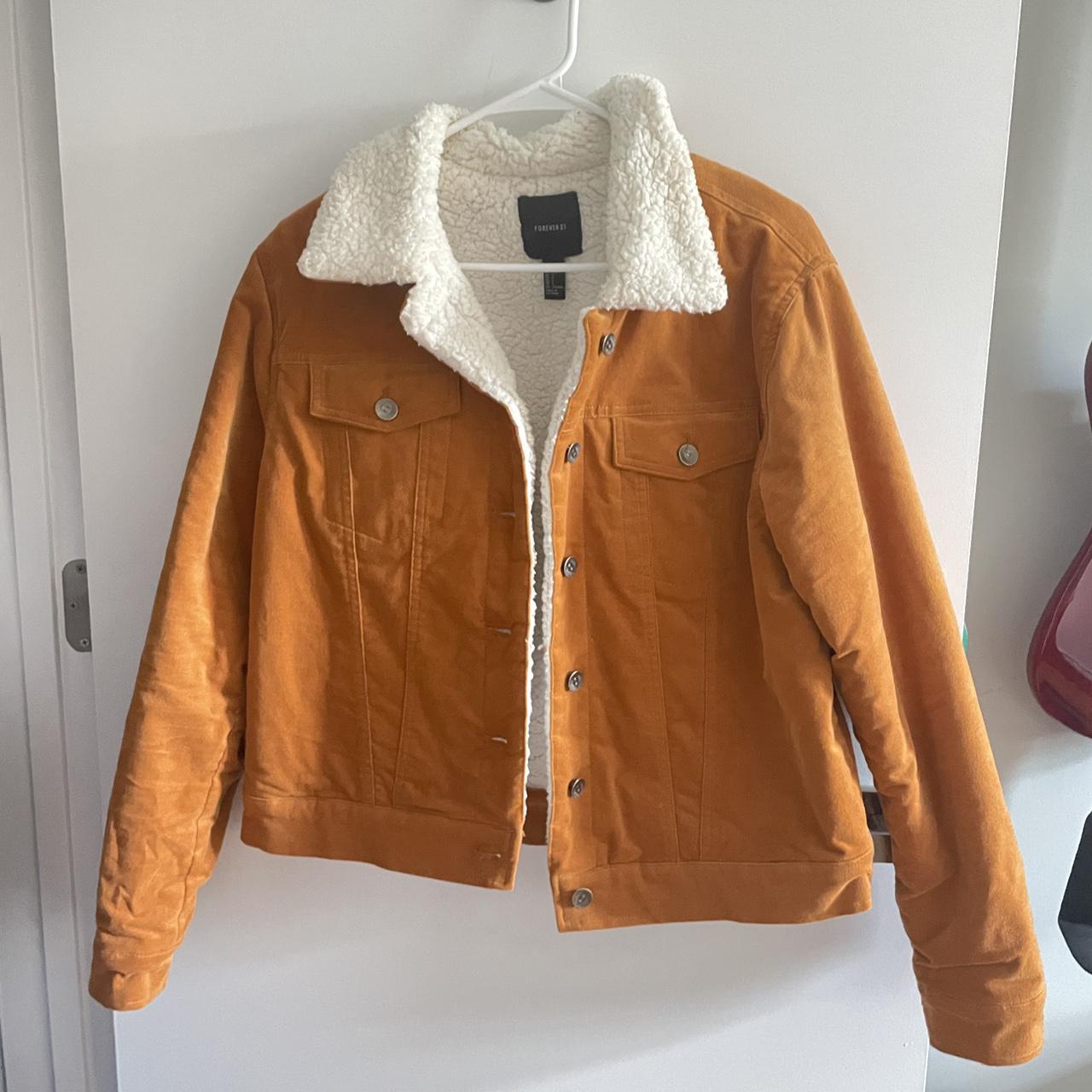 tan faux suede/shearling jacket: perfect - Depop