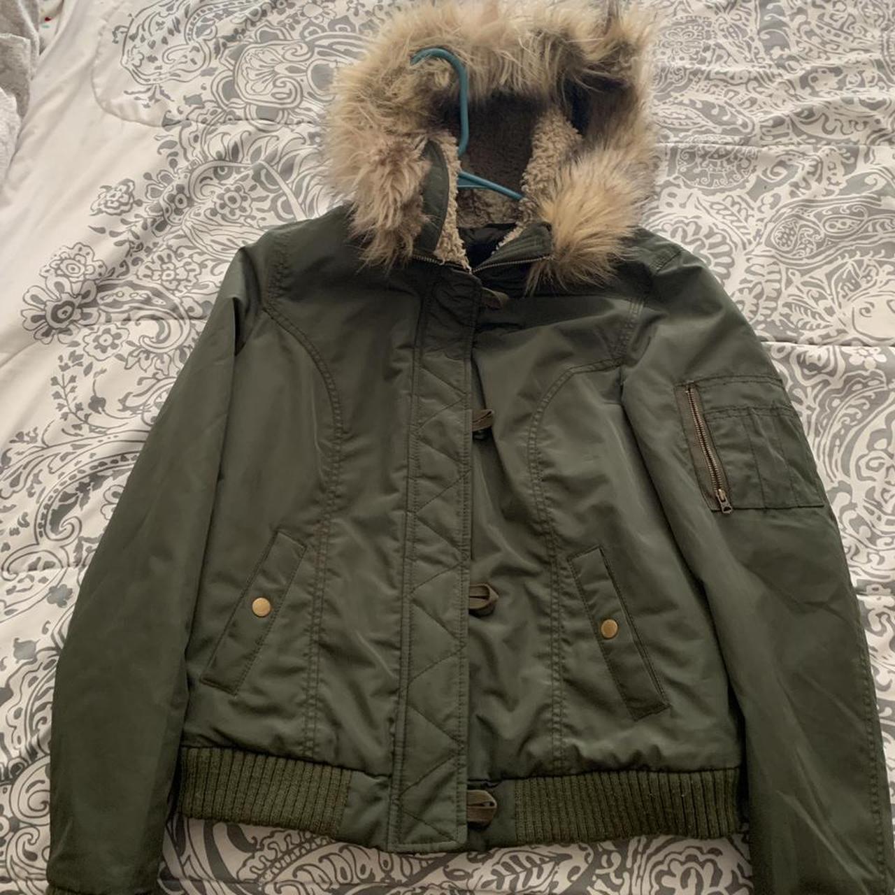 Hooded Bomber Jacket Faux Fur lined hood Depop