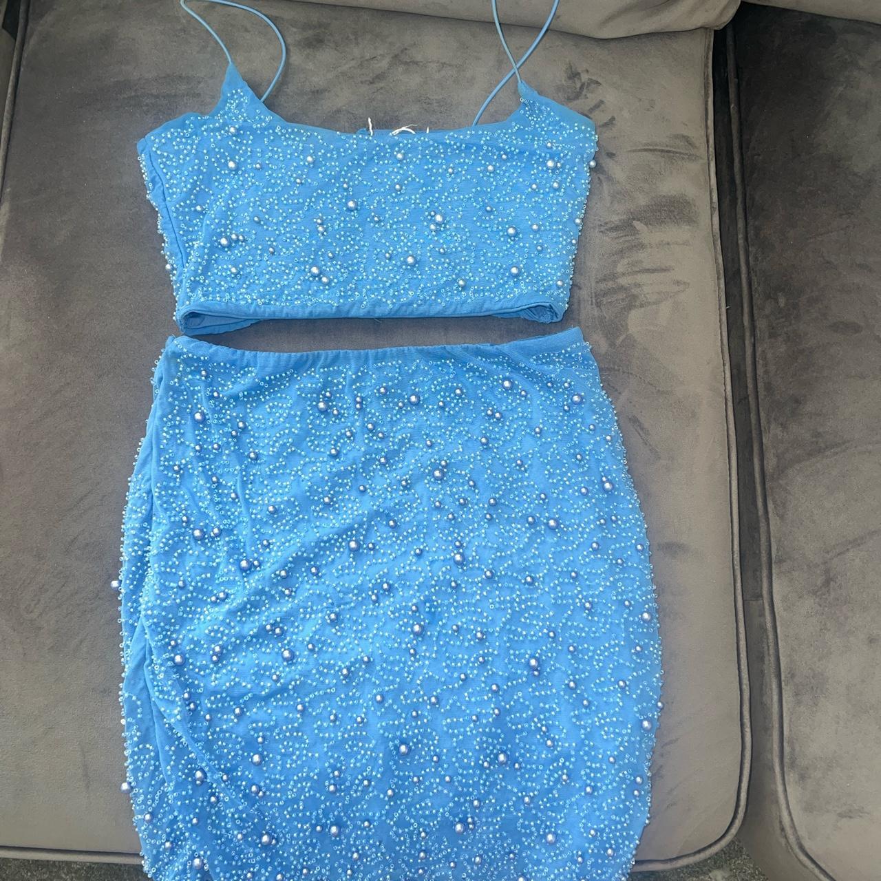 Oh Polly Women's Blue Dress Depop