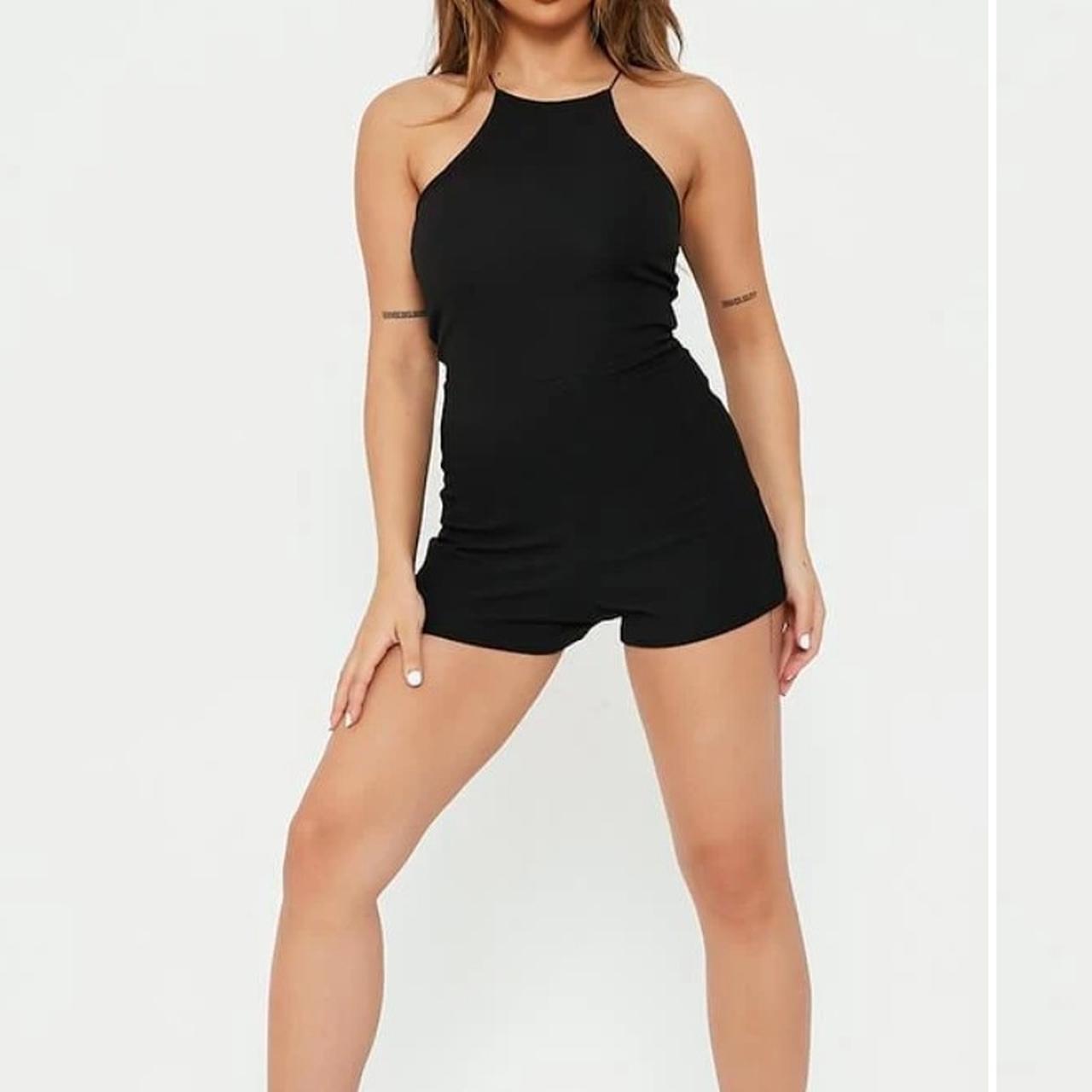 I SAW IT FIRST Black matte textured finish playsuit