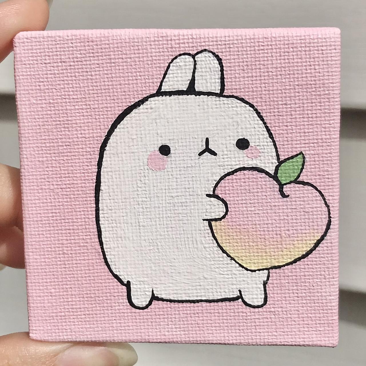 Molang Mini Canvas🌸 #kawaii#molang#painings#cute - Depop
