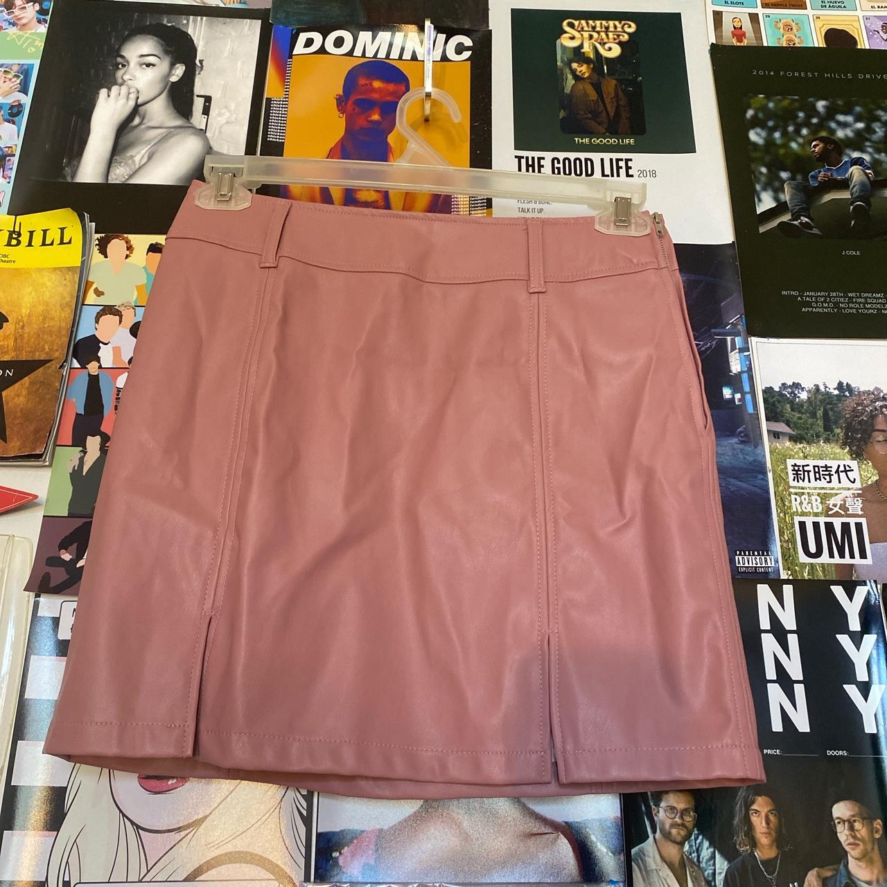 Rose pink leather skirt sale