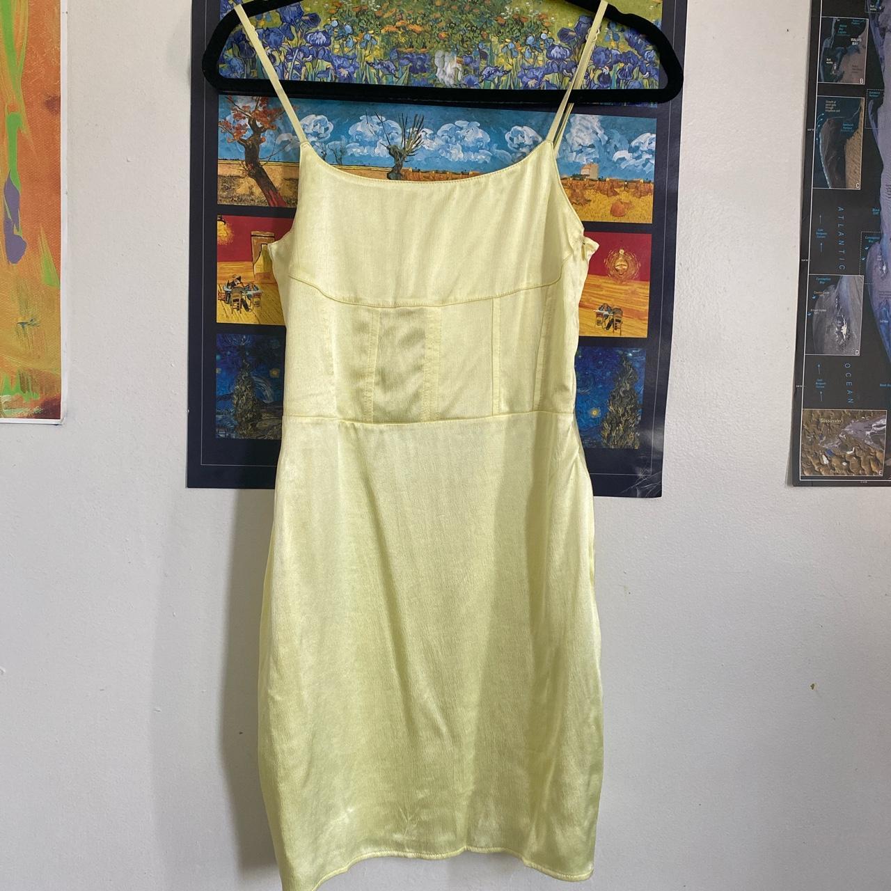 Yellow Satin Mini Corset Dress by Zara NWT- never... - Depop