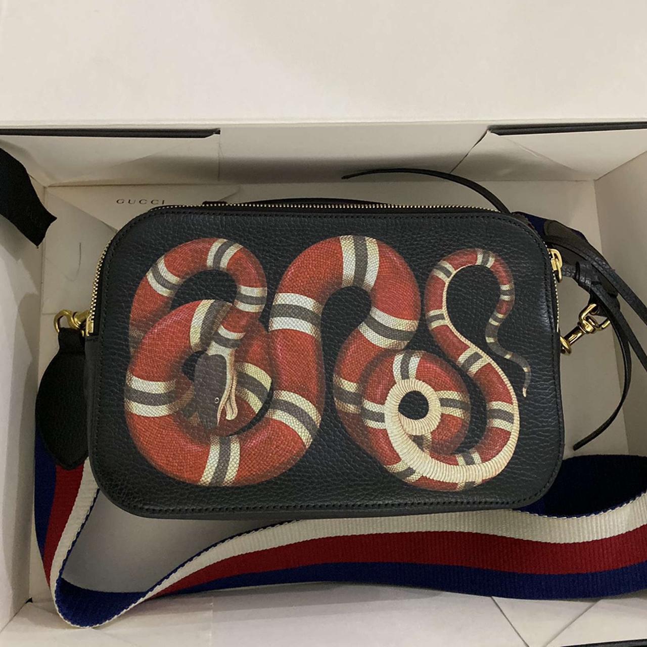 Gucci Snake Print Leather Top Handle Bag