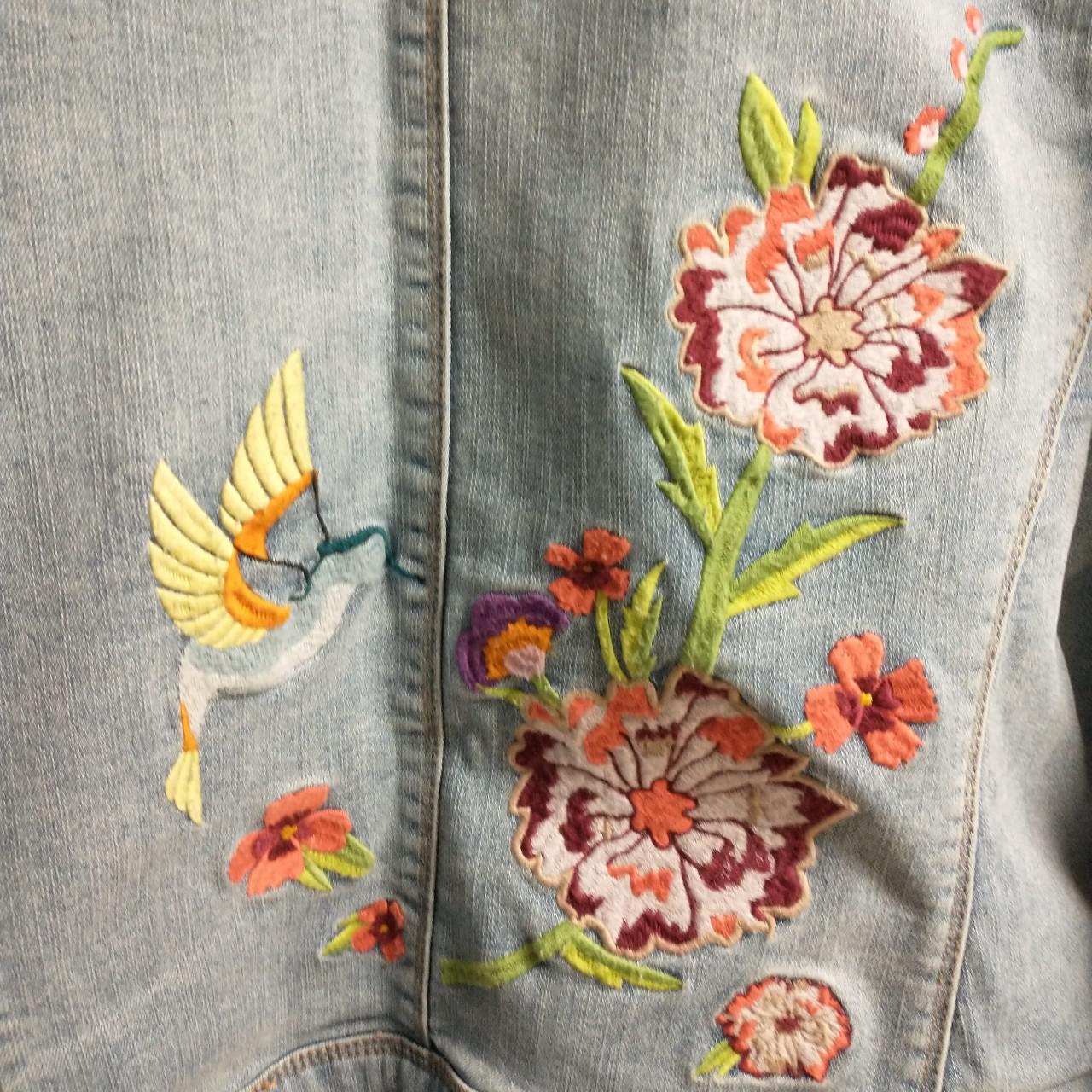 Jessica Simpson Peony Embroidered Denim Jacket,... - Depop