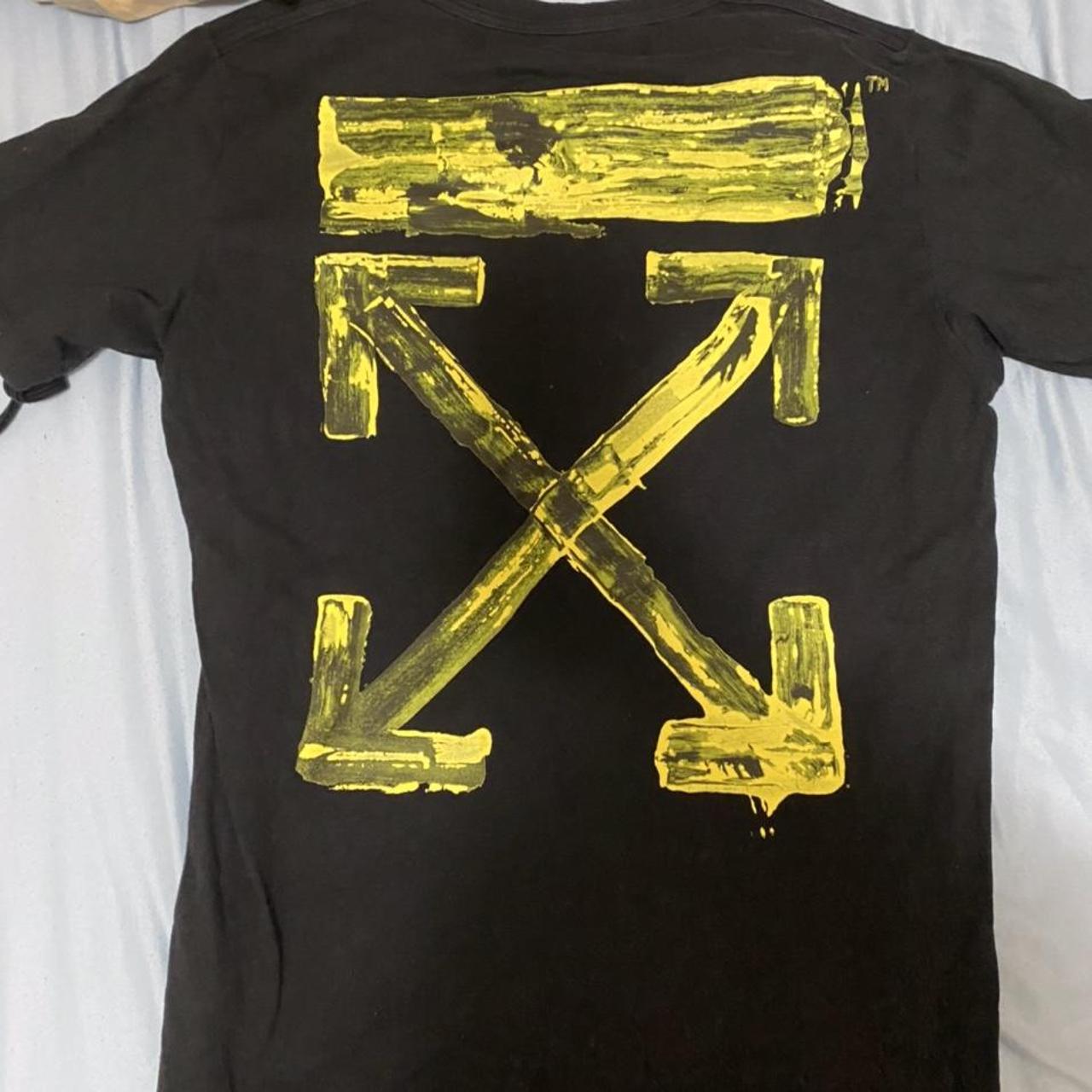Marty Fielding udvide Flytte Black and yellow painted off white arrows tee shirt... - Depop
