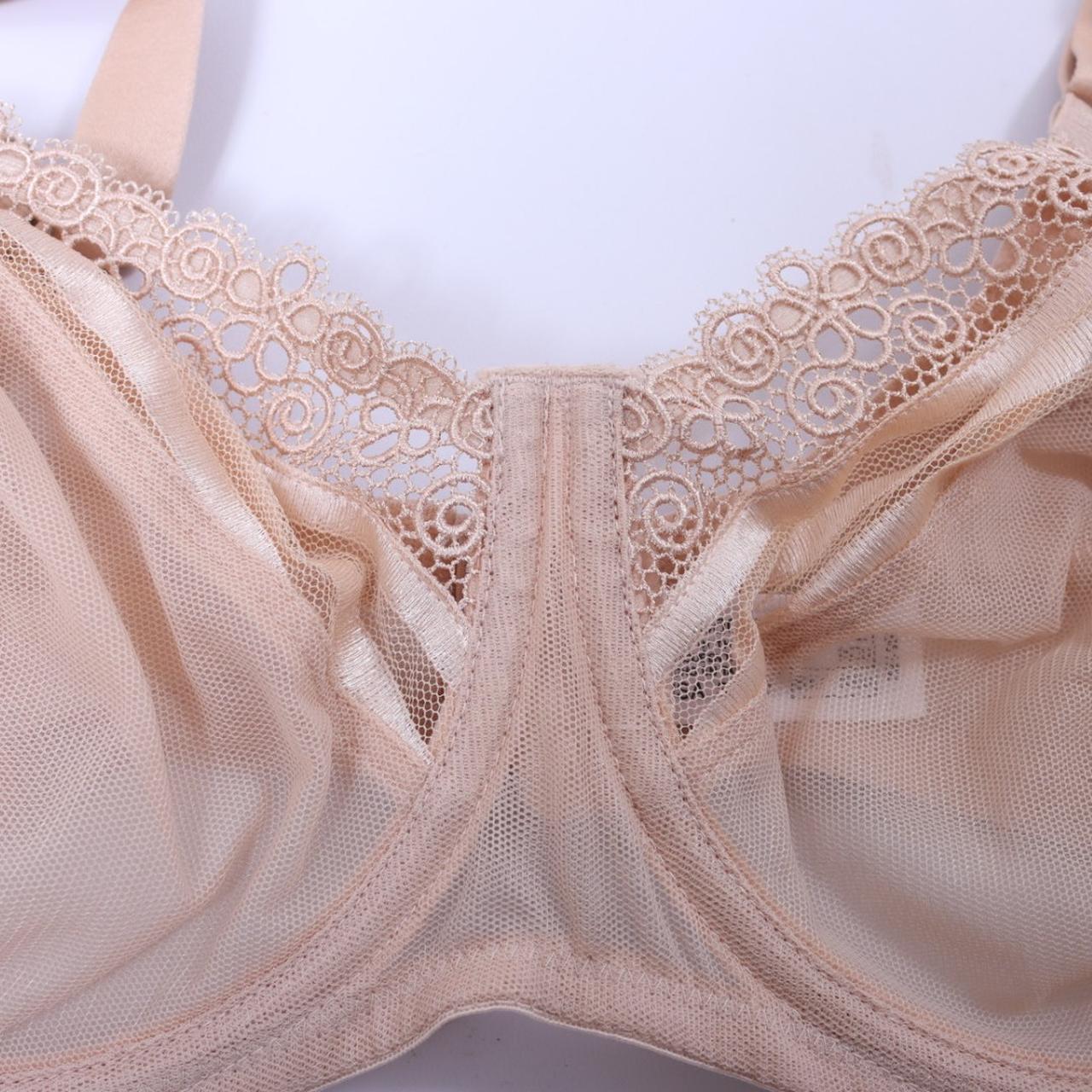 NWT Wacoal 36DD sheer lace and ribbon trim nude bra, - Depop