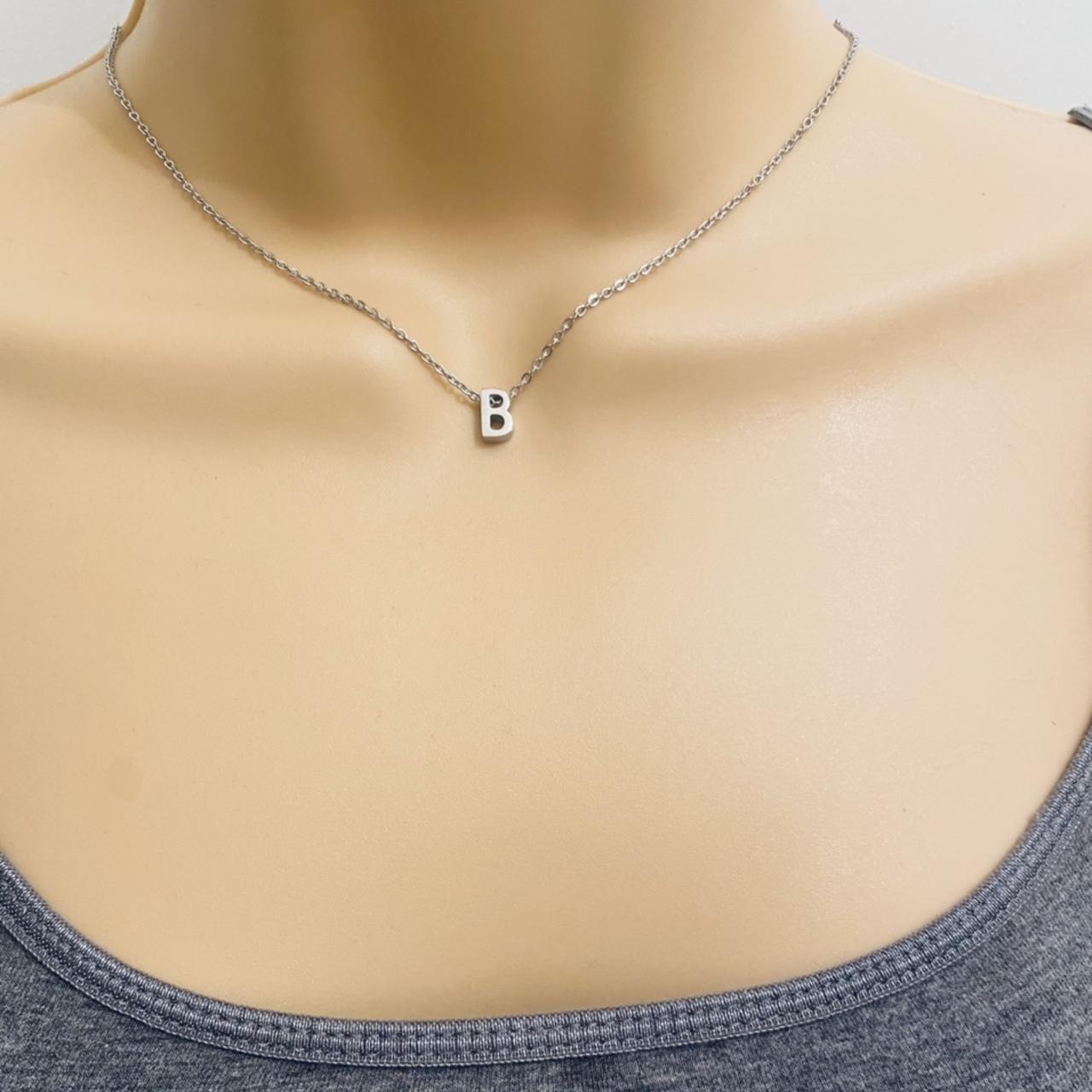 No Fading Silver Colour Letter B Initial Necklace.... - Depop